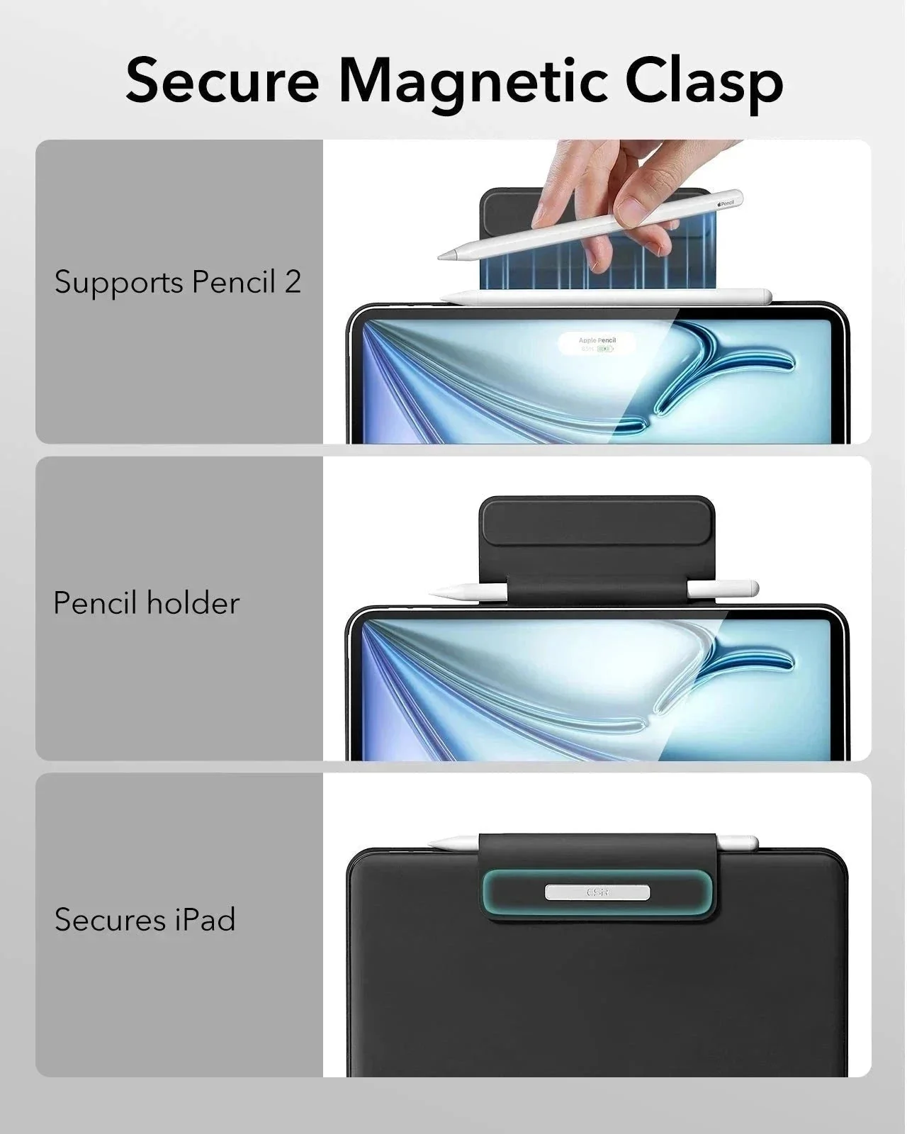 iPad Air 13″ (2025) Rebound Magnetic Keyboard Case - US Layout-Black - Image 8