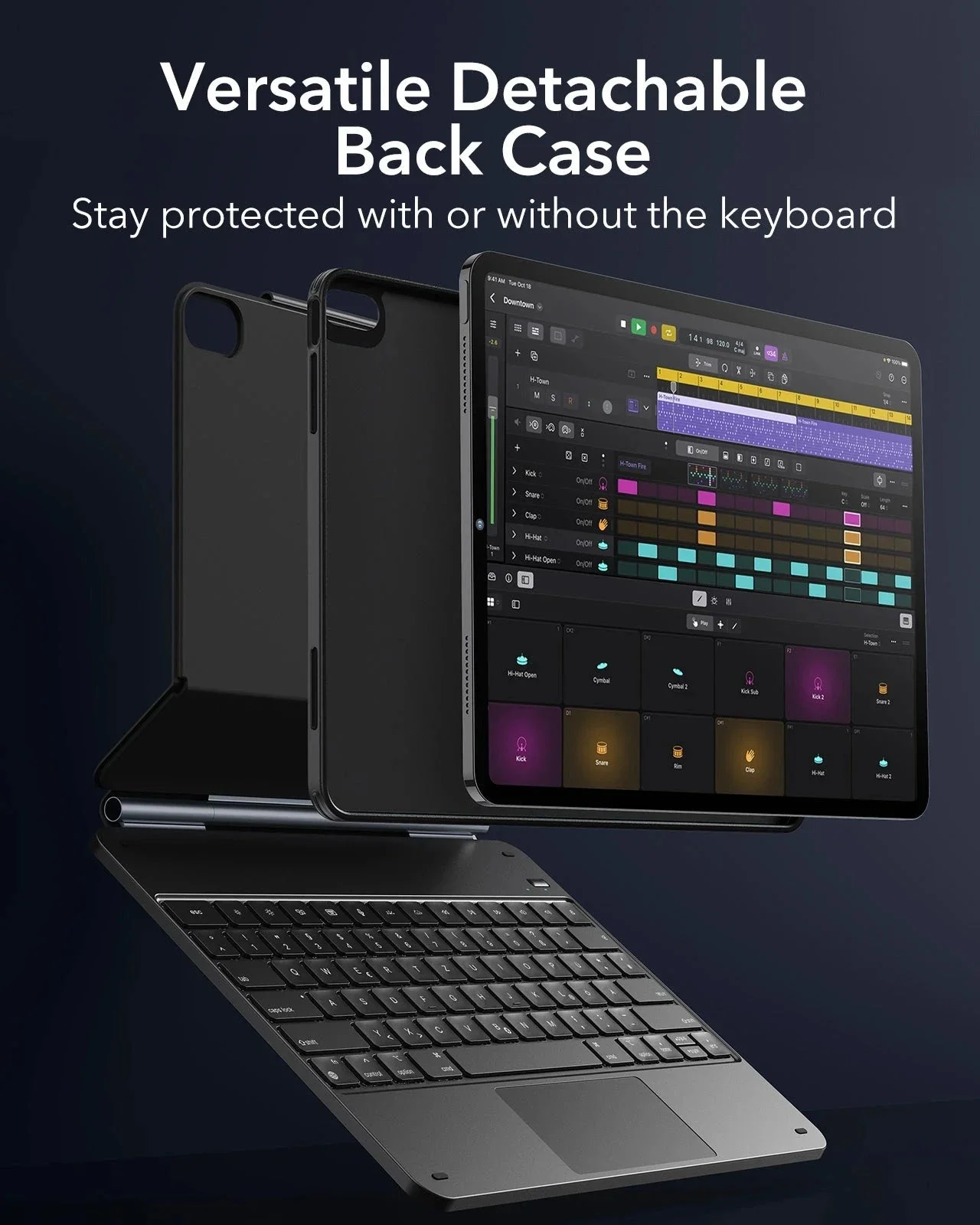 iPad Air 13" (2024) Rebound Magnetische Tastatur Hülle 360 - DE Layout-Schwarz - Image 5
