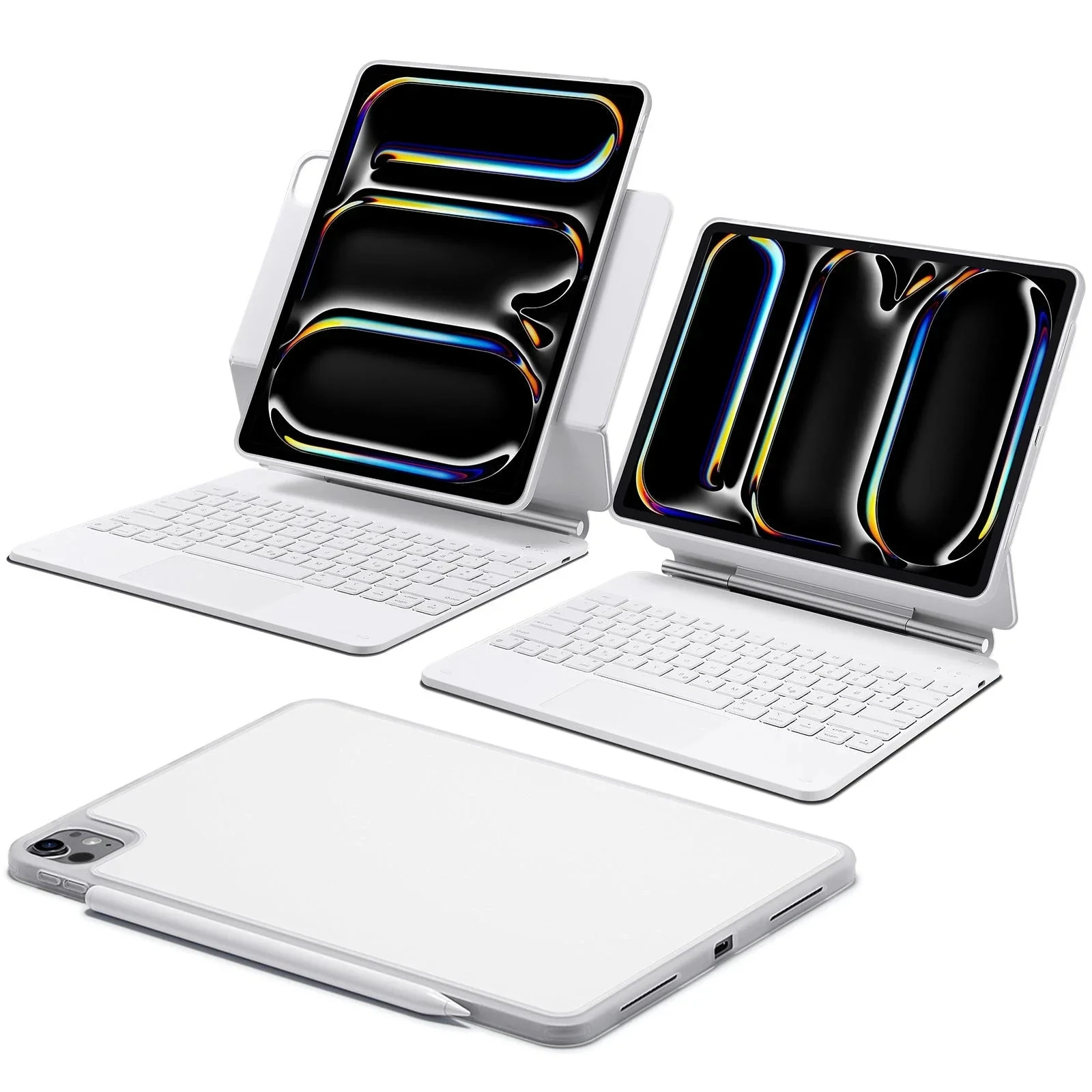 iPad Pro 11" (2024) Rebound Magnetische Tastatur Hülle 360 - DE Layout-Weiß - Image 3