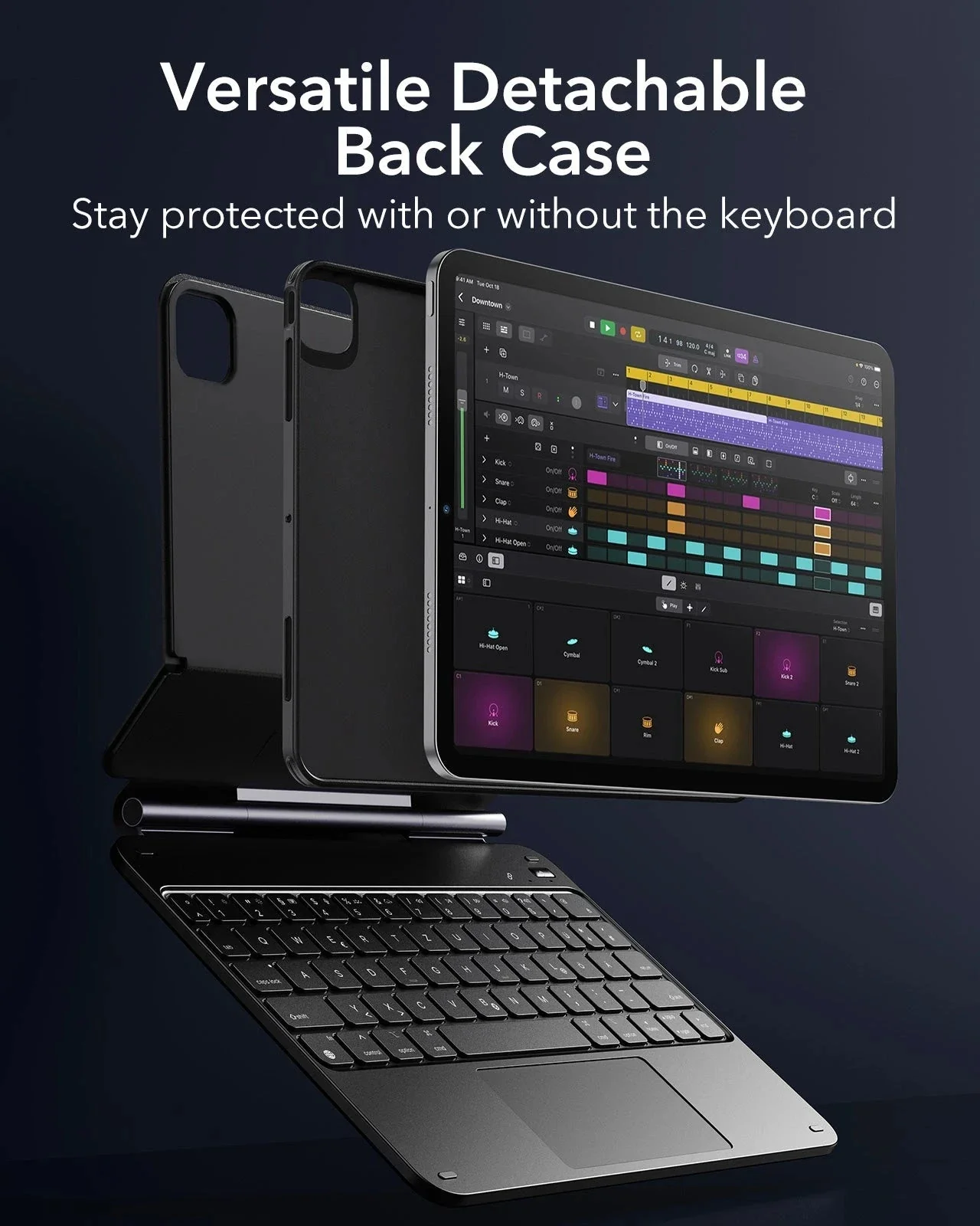 iPad Pro 11" (2024) Rebound Magnetische Tastatur Hülle 360 - DE Layout-Weiß - Image 5