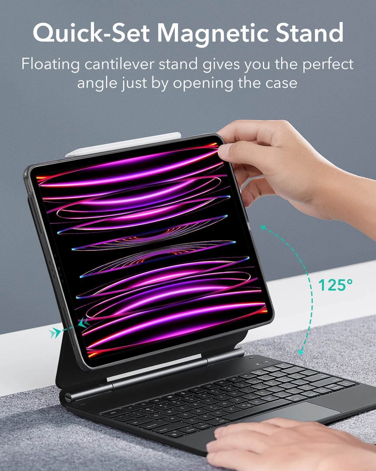 iPad Pro 12.9″ (6th/5th/4th/3rd Gen) Rebound Magnetic Keyboard Case 360 - US Layout-Black - Image 4