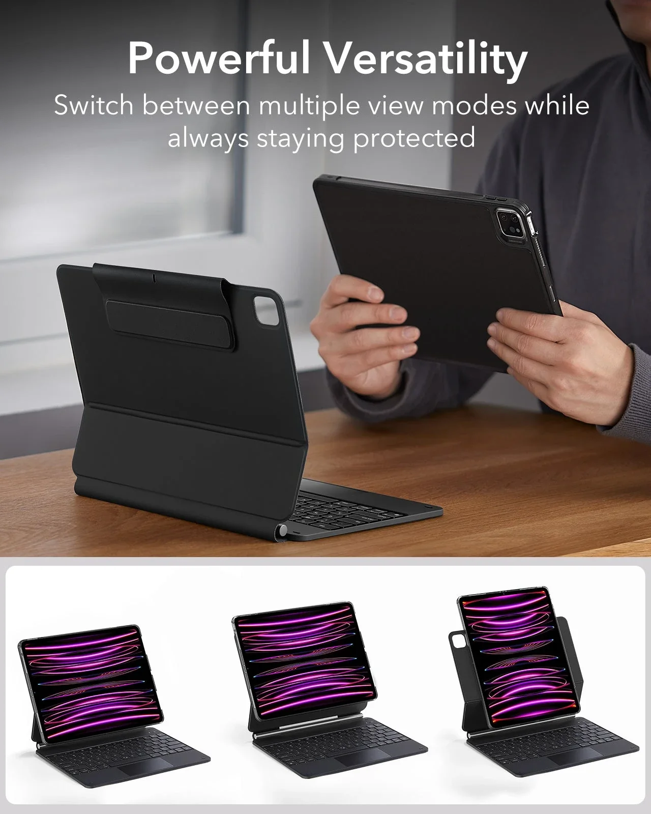 iPad Pro 12.9″ (6th/5th/4th/3rd Gen) Rebound Magnetic Keyboard Case 360 - US Layout-Black - Image 5