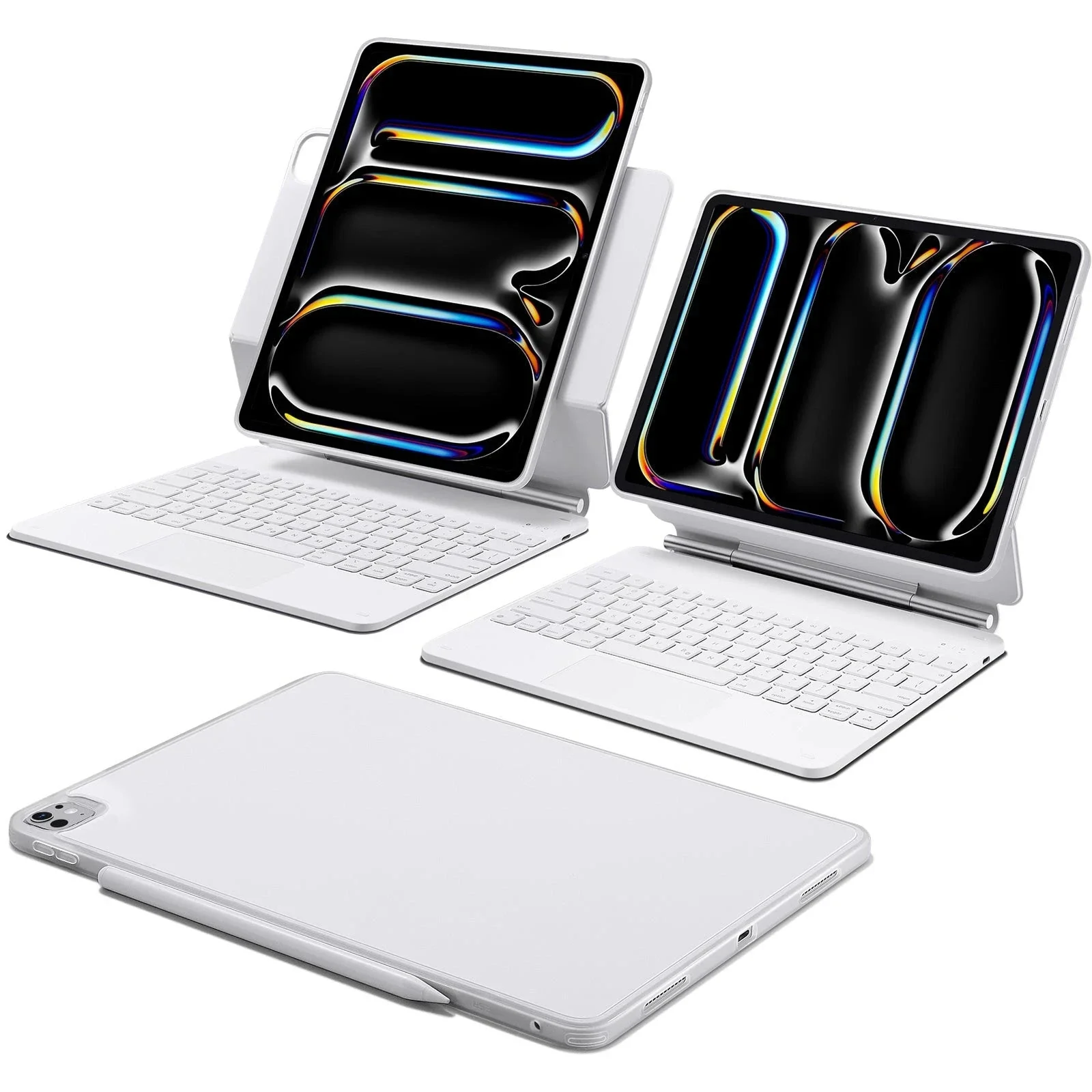 iPad Pro 13" (2024) Rebound Magnetische Tastatur Hülle 360 - DE Layout-Weiß - Image 10