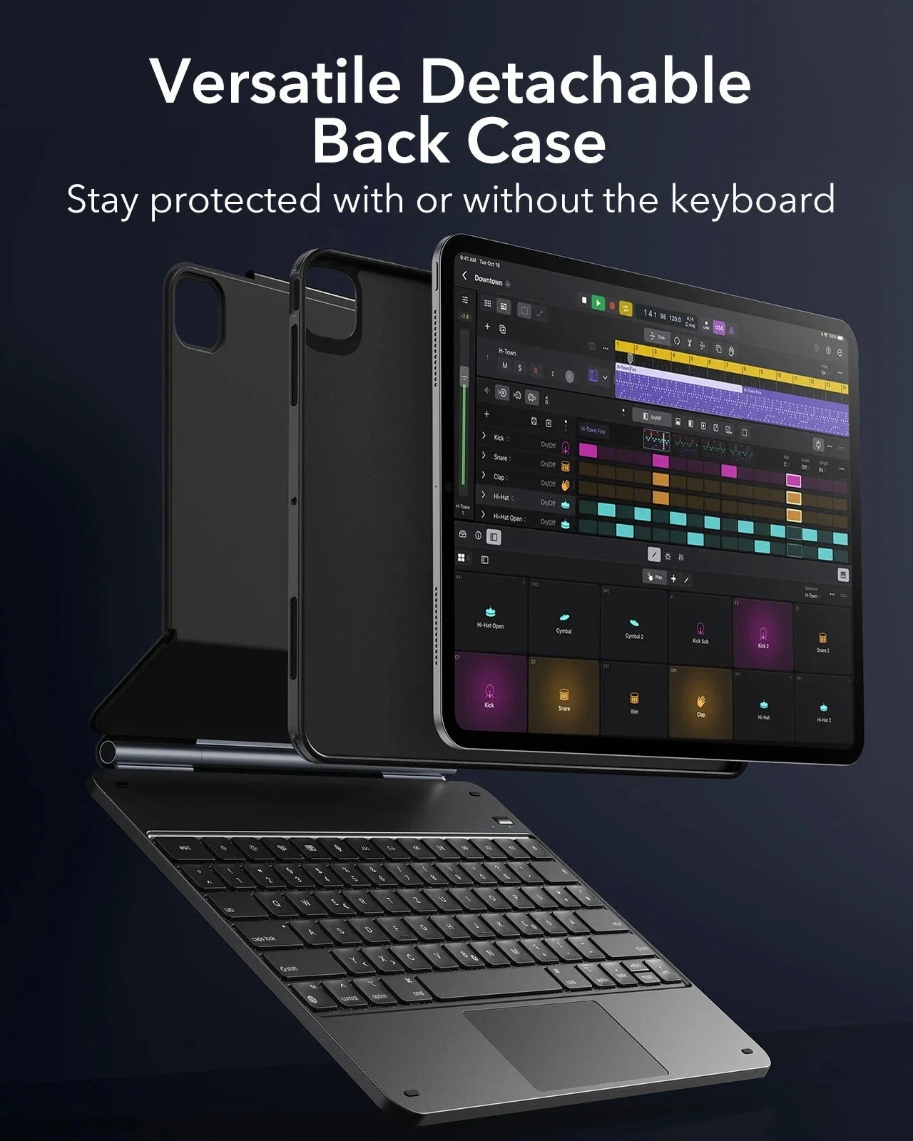 iPad Pro 13" (2024) Rebound Magnetische Tastatur Hülle 360 - DE Layout-Weiß - Image 4