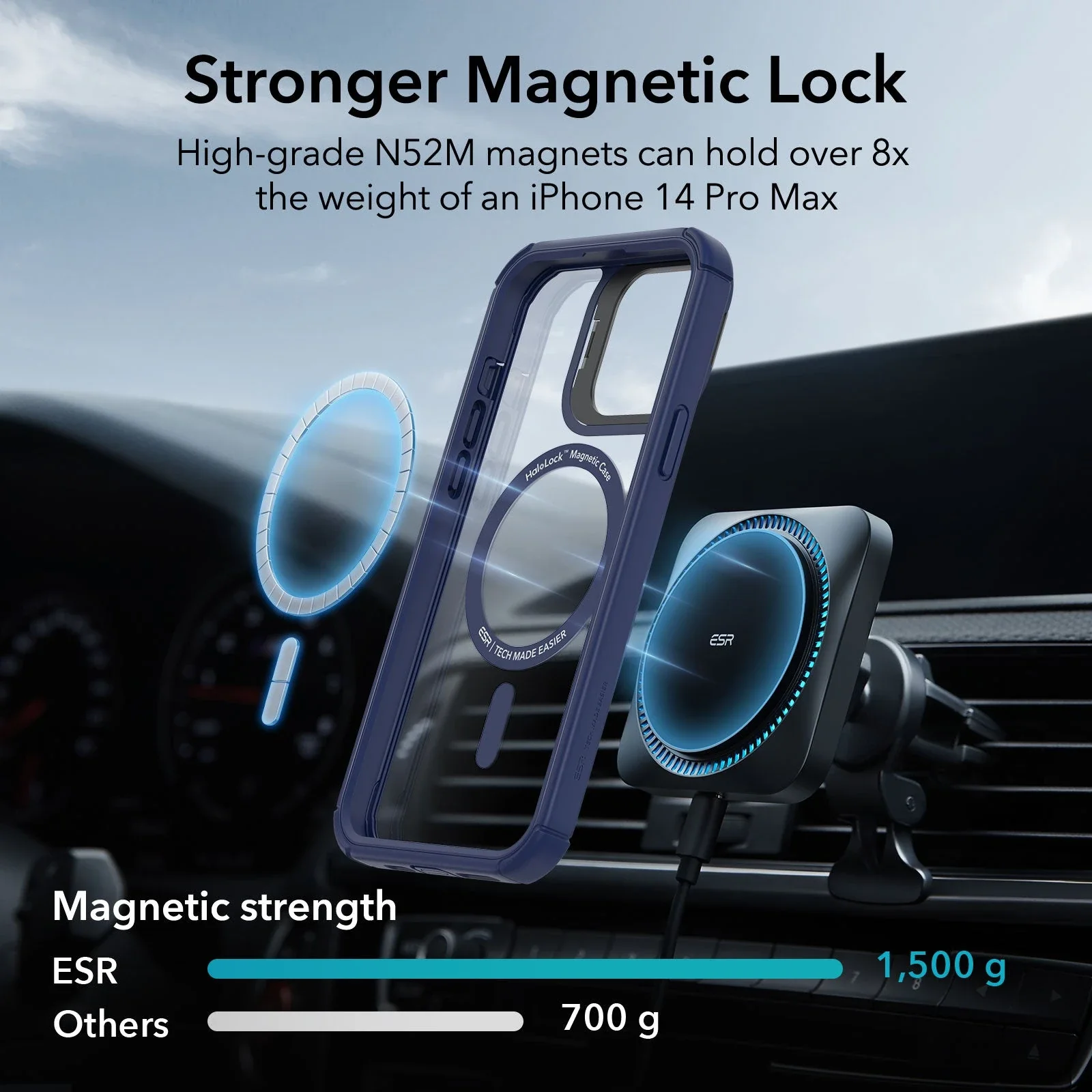 iPhone 13 Pro Max Armor Tough Case with Stash Stand (HaloLock) - Clear Blue - Image 6