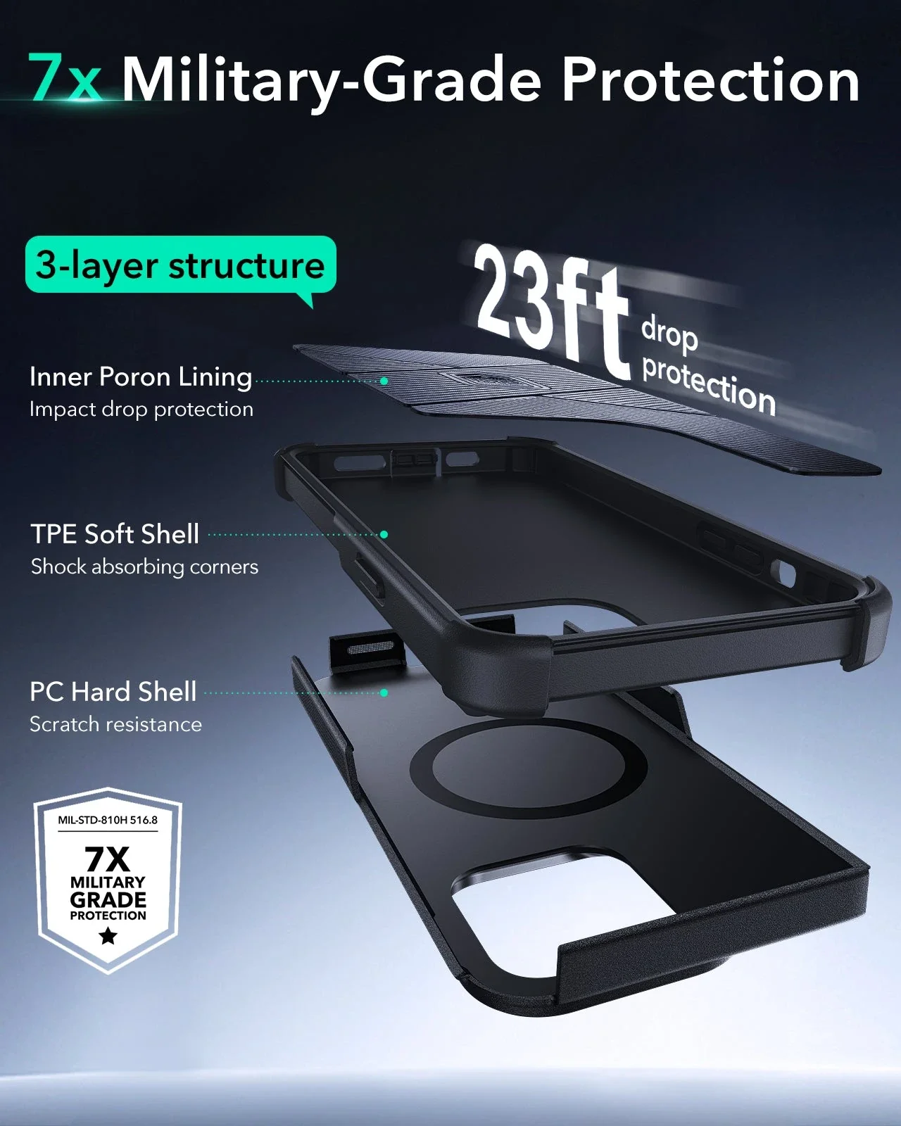iPhone 13 Pro Max Cyber Tough Magnetic Case (Stash Stand) - Black - Image 2