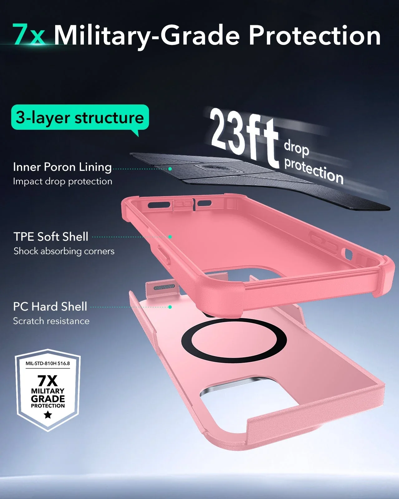 iPhone 13 Pro Max Cyber Tough Magnetic Case (Stash Stand) - Pink - Image 3