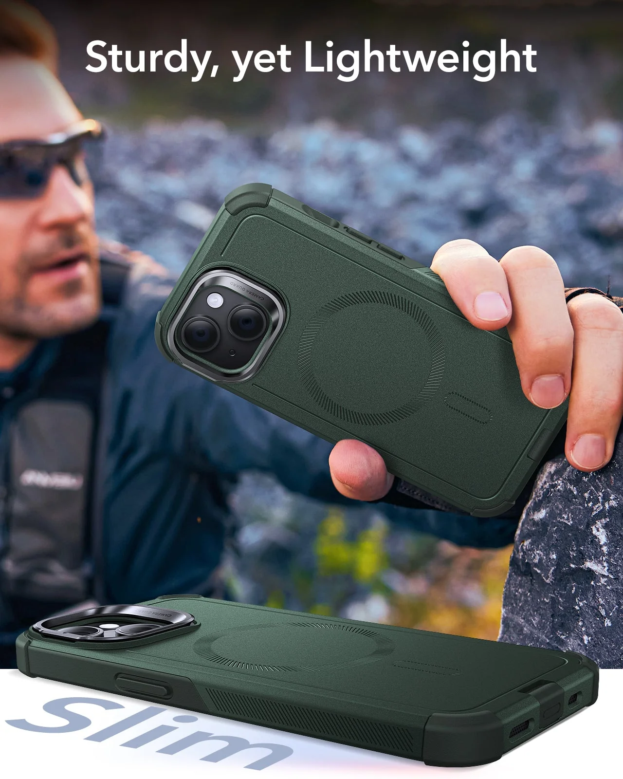 iPhone 14/13 Cyber Tough Magnetic Case (Stash Stand) - Green - Image 7
