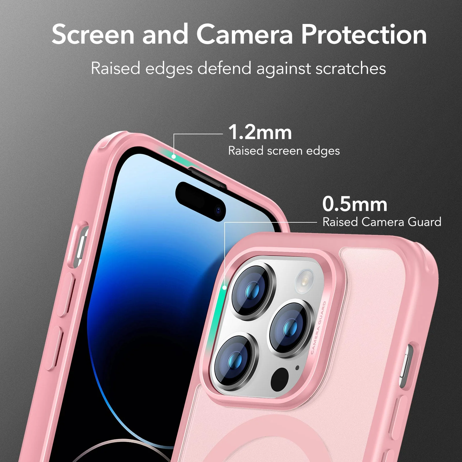 iPhone 14 Pro Classic Hybrid Case (HaloLock) - Frosted Pink - Image 5