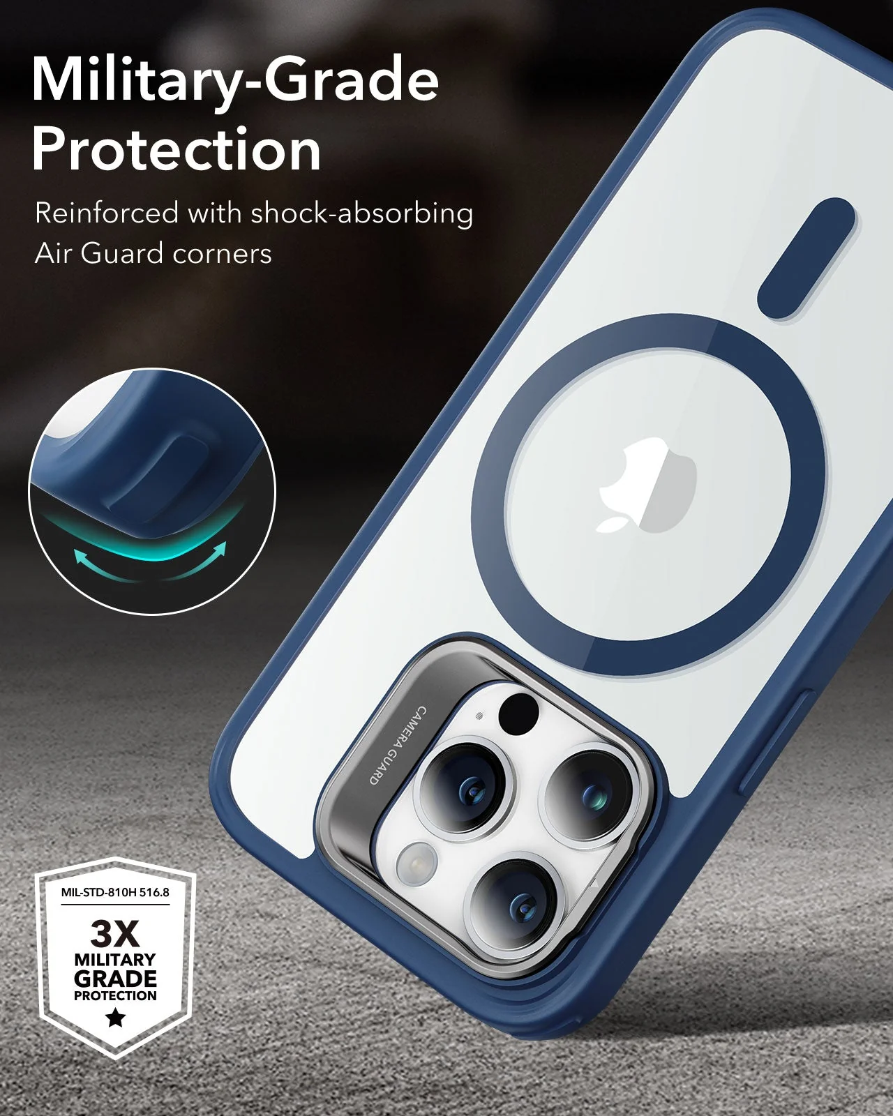 iPhone 14 Pro Classic Hybrid Case with Stash Stand (HaloLock) - Clear Blue - Image 6