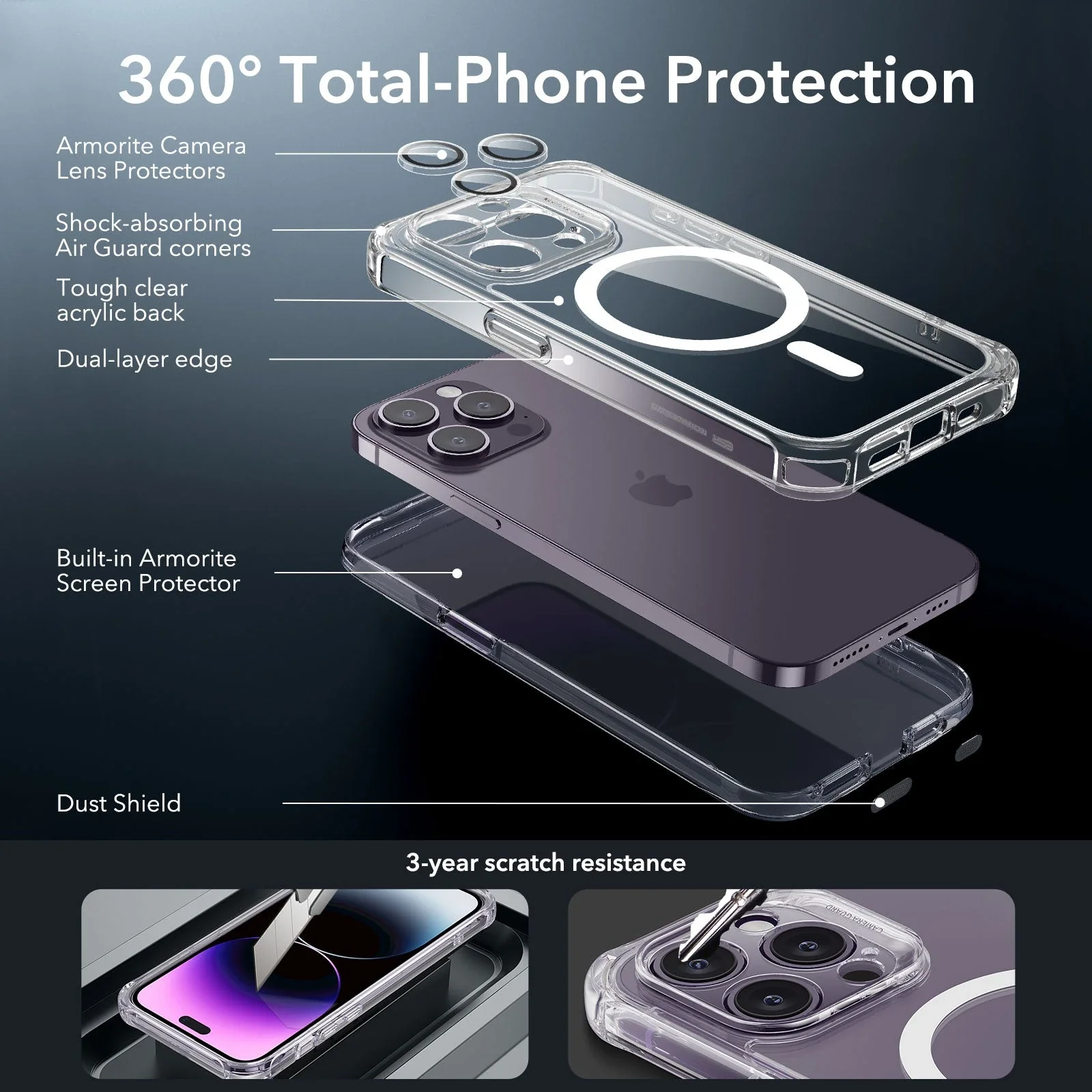 iPhone 14 Pro Max Armor Tough Case (HaloLock) - Clear - Image 3