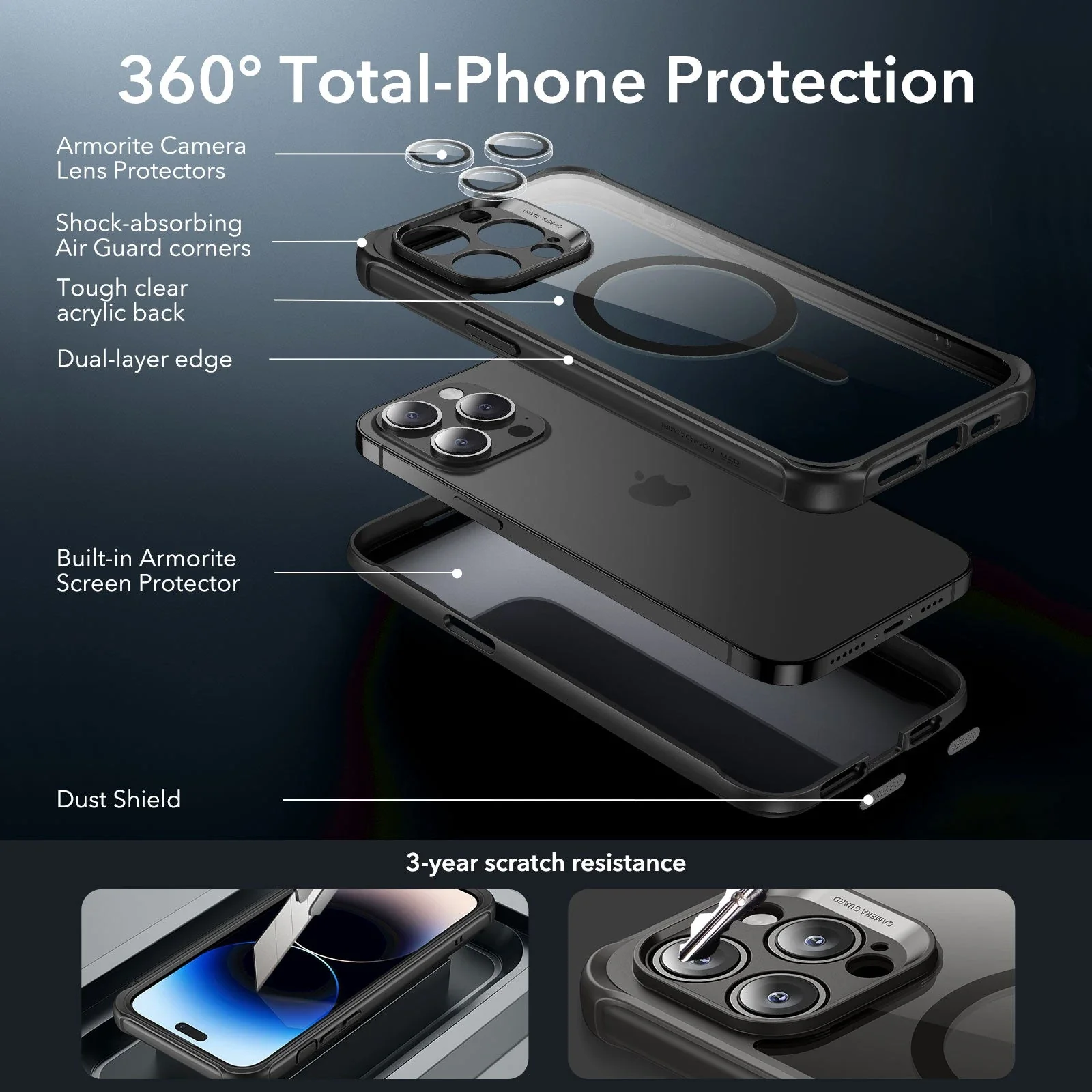 iPhone 14 Pro Max Armor Tough Case (HaloLock) - Clear Black - Image 3