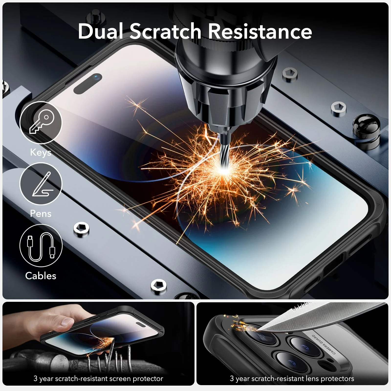 iPhone 14 Pro Max Armor Tough Case (HaloLock) - Clear Black - Image 7