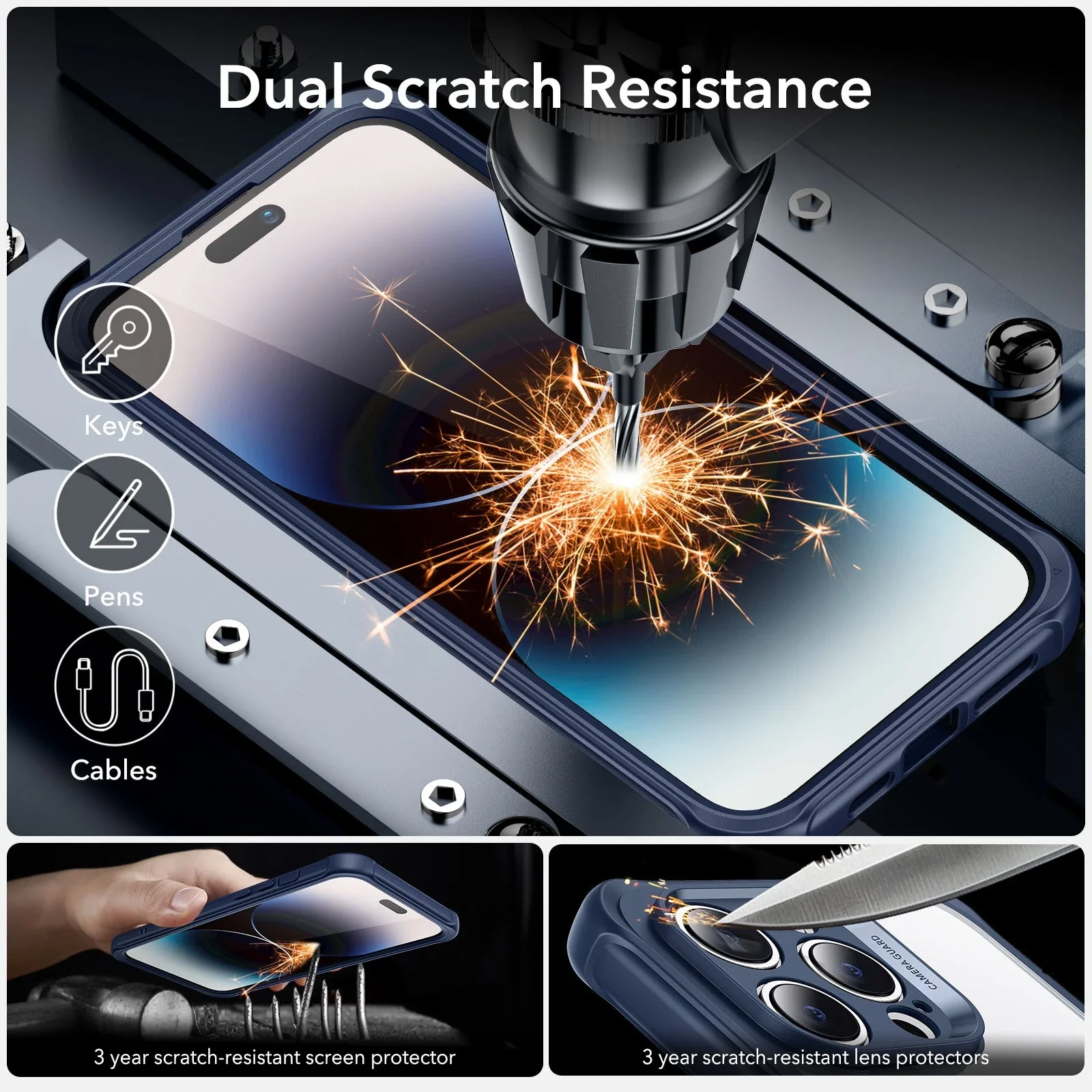 iPhone 14 Pro Max Armor Tough Case (HaloLock) - Clear Blue - Image 7