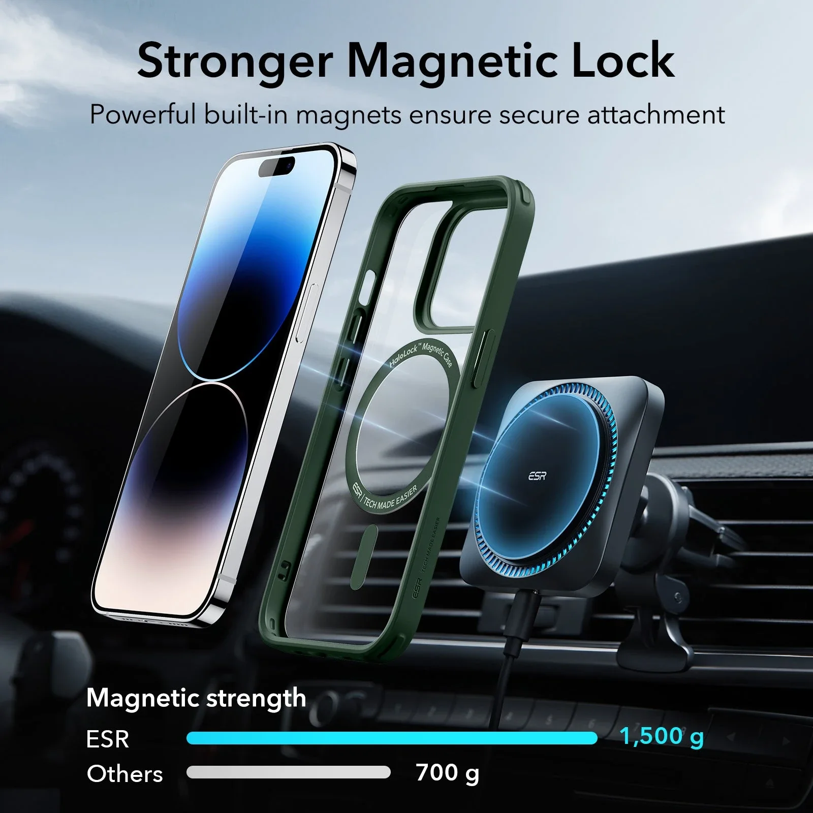 iPhone 14 Pro Max Classic Hybrid Case (HaloLock) - Clear Green - Image 2