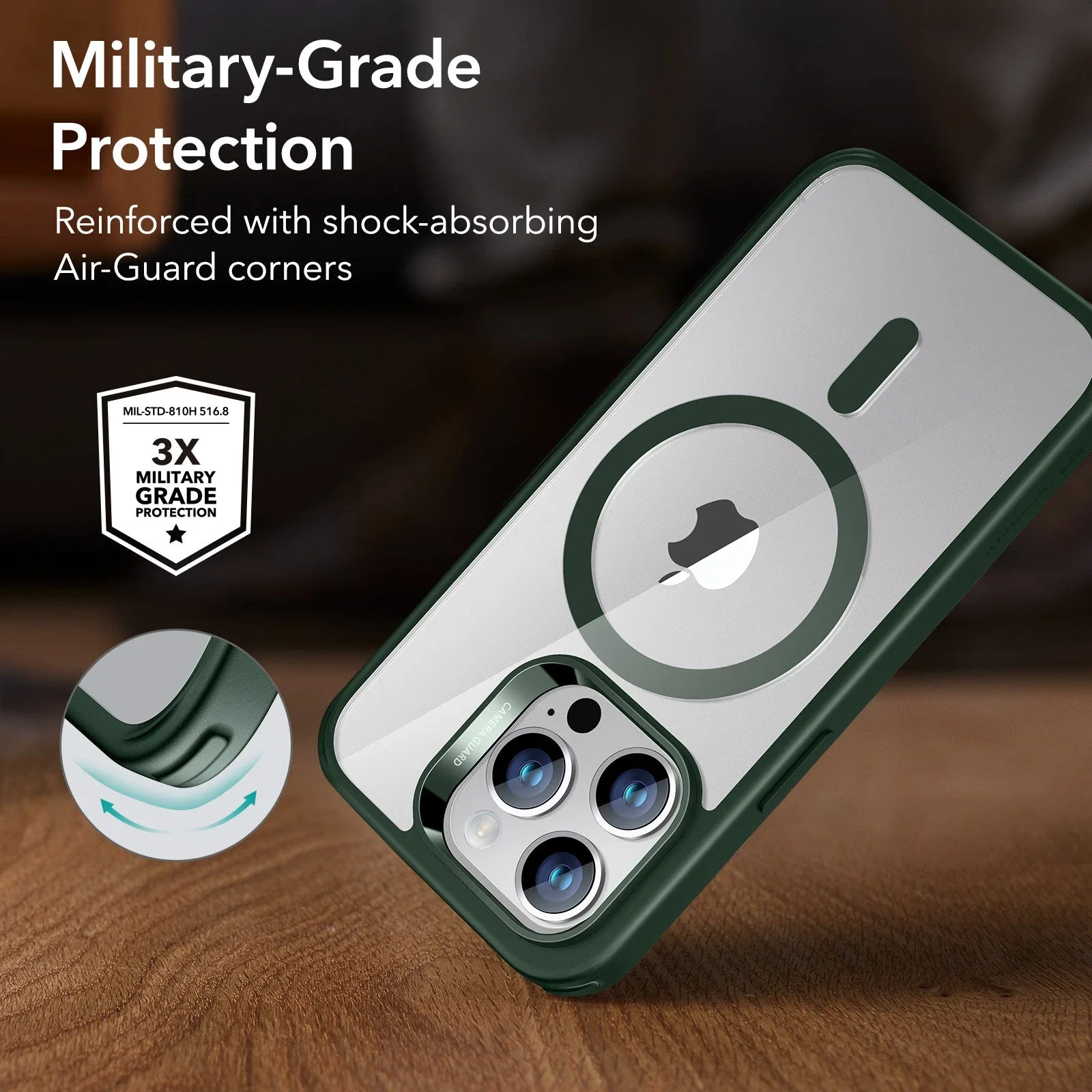 iPhone 14 Pro Max Classic Hybrid Case (HaloLock) - Clear Green - Image 4