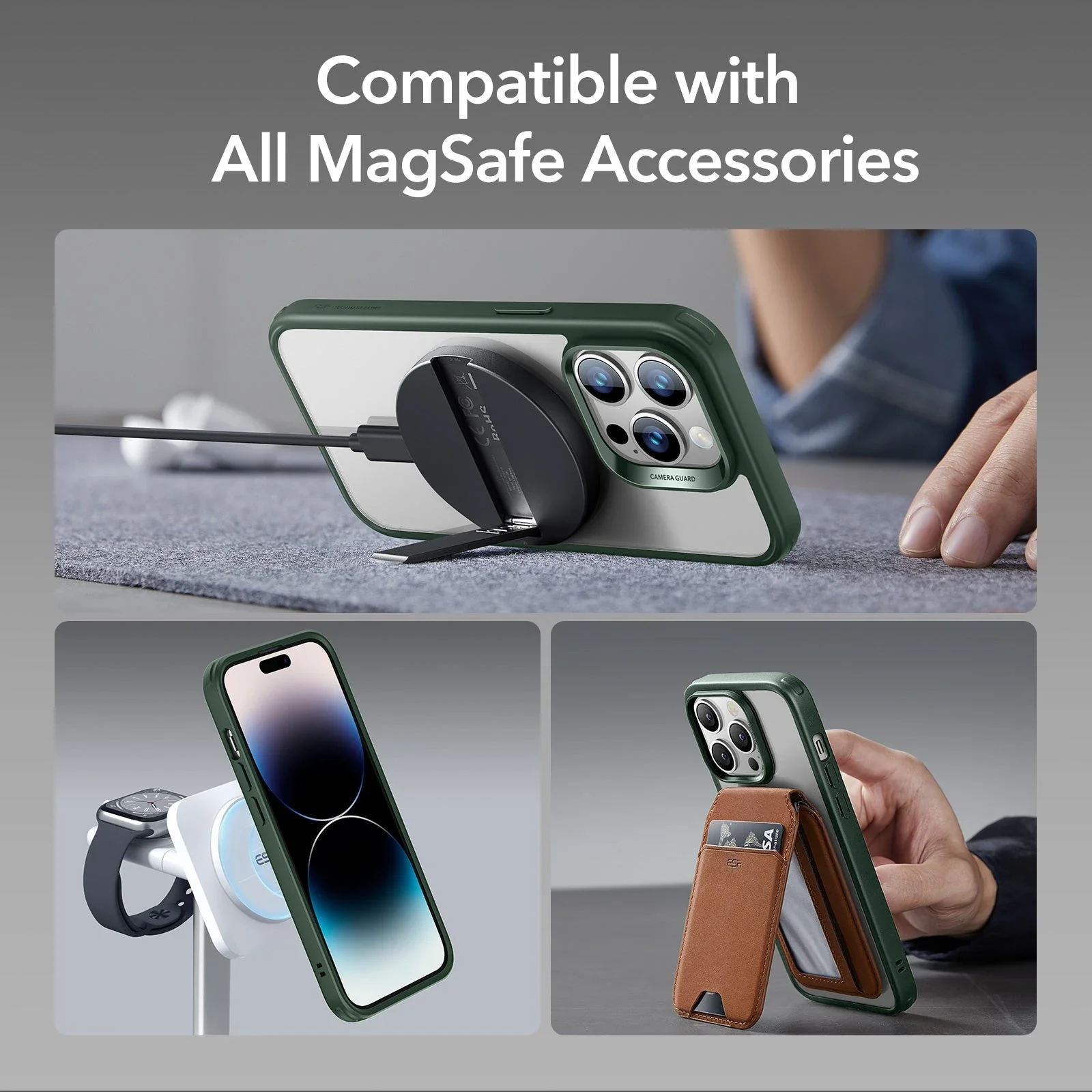 iPhone 14 Pro Max Classic Hybrid Case (HaloLock) - Clear Green - Image 7