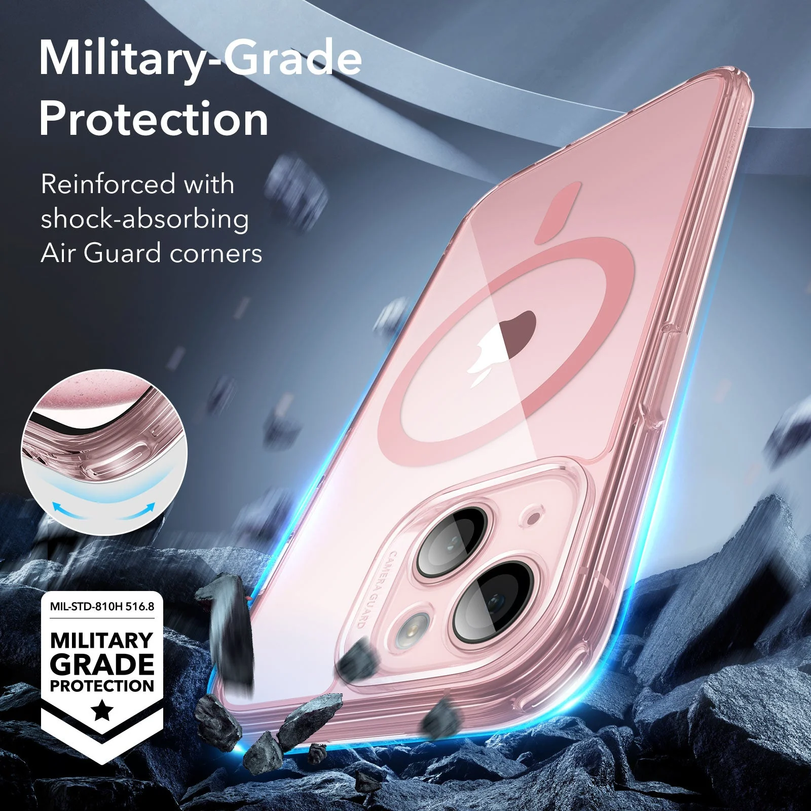 iPhone 15 Classic Pro Case (HaloLock) Set - Clear Pink - Image 4