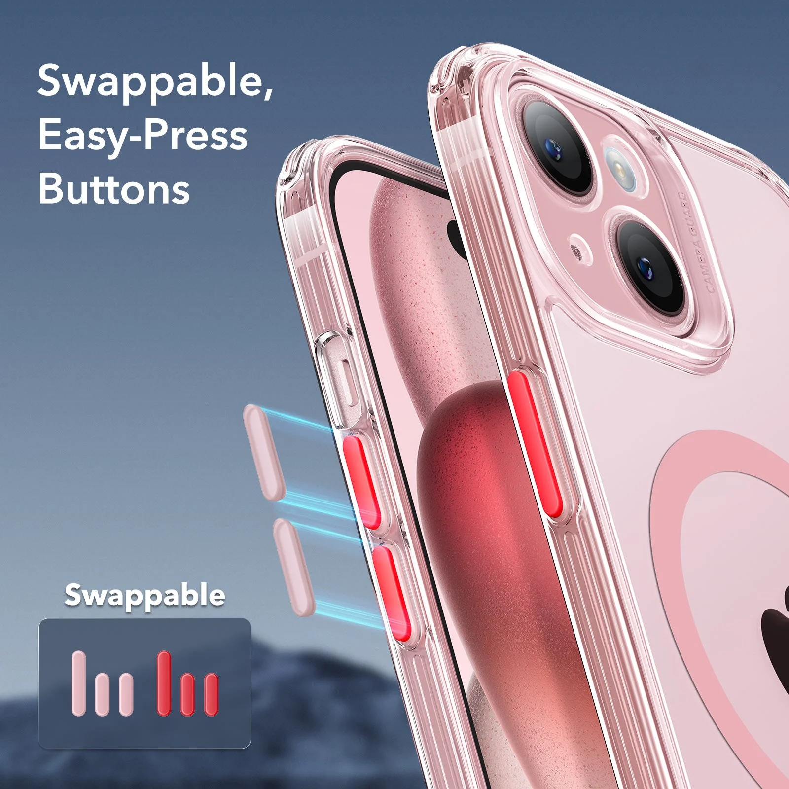 iPhone 15 Classic Pro Case (HaloLock) Set - Clear Pink - Image 6