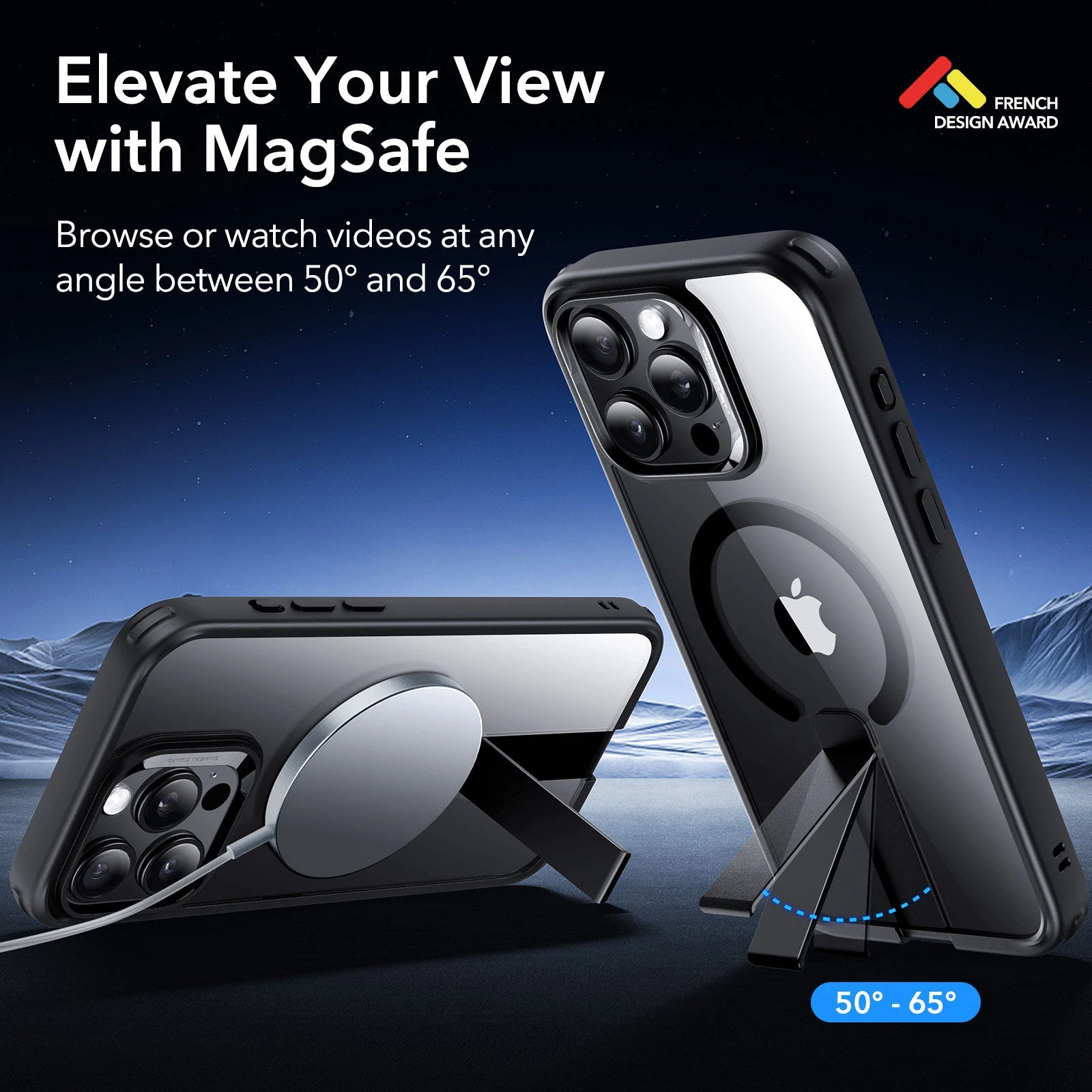 iPhone 15 Pro Boost Flickstand Case (HaloLock) - Clear Black - Image 2