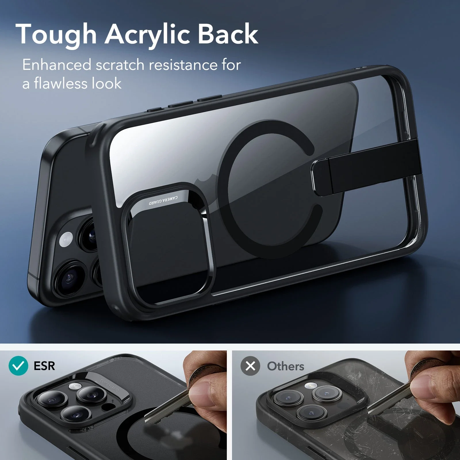 iPhone 15 Pro Boost Flickstand Case (HaloLock) - Clear Black - Image 7
