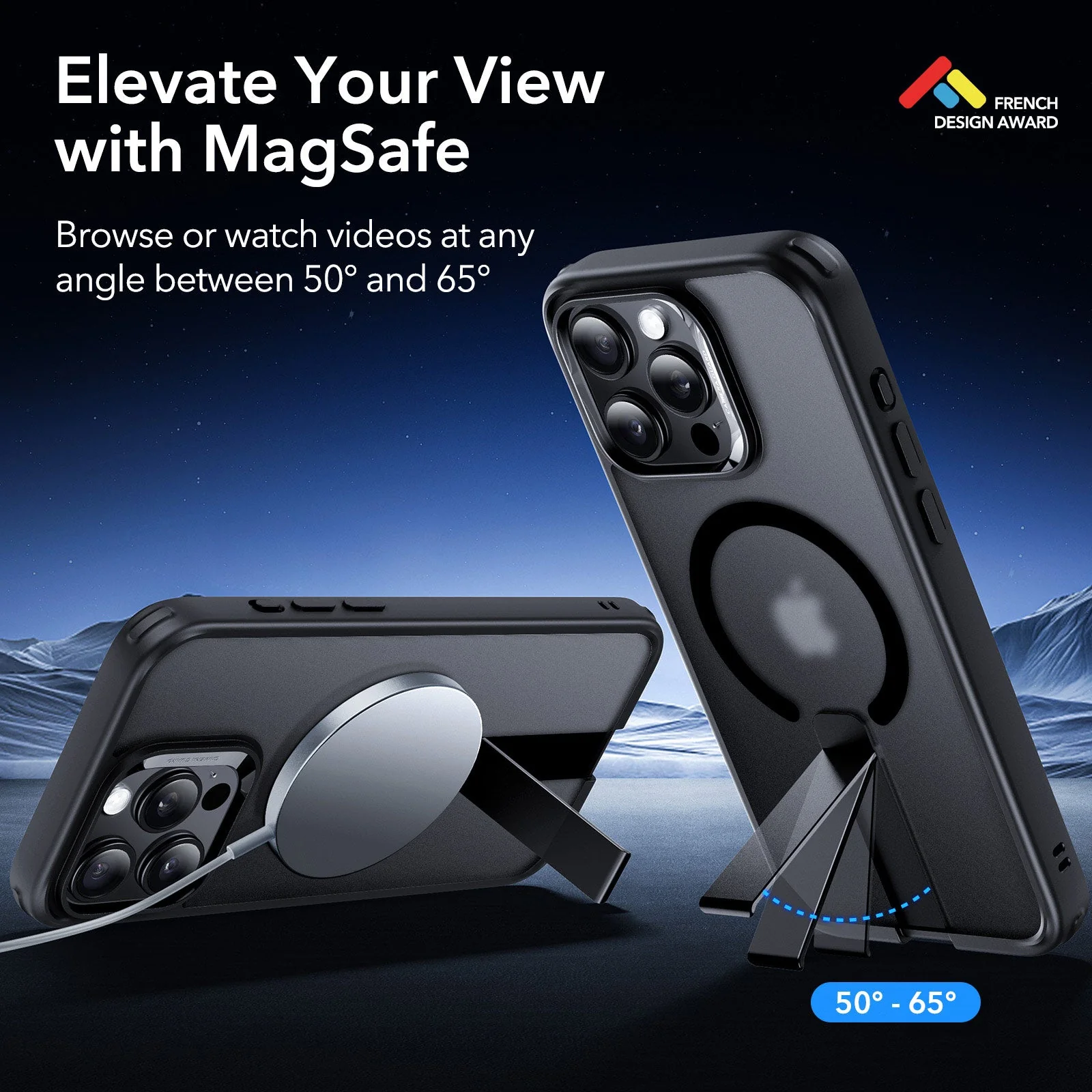 iPhone 15 Pro Boost Flickstand Case (HaloLock) - Frosted Black - Image 2