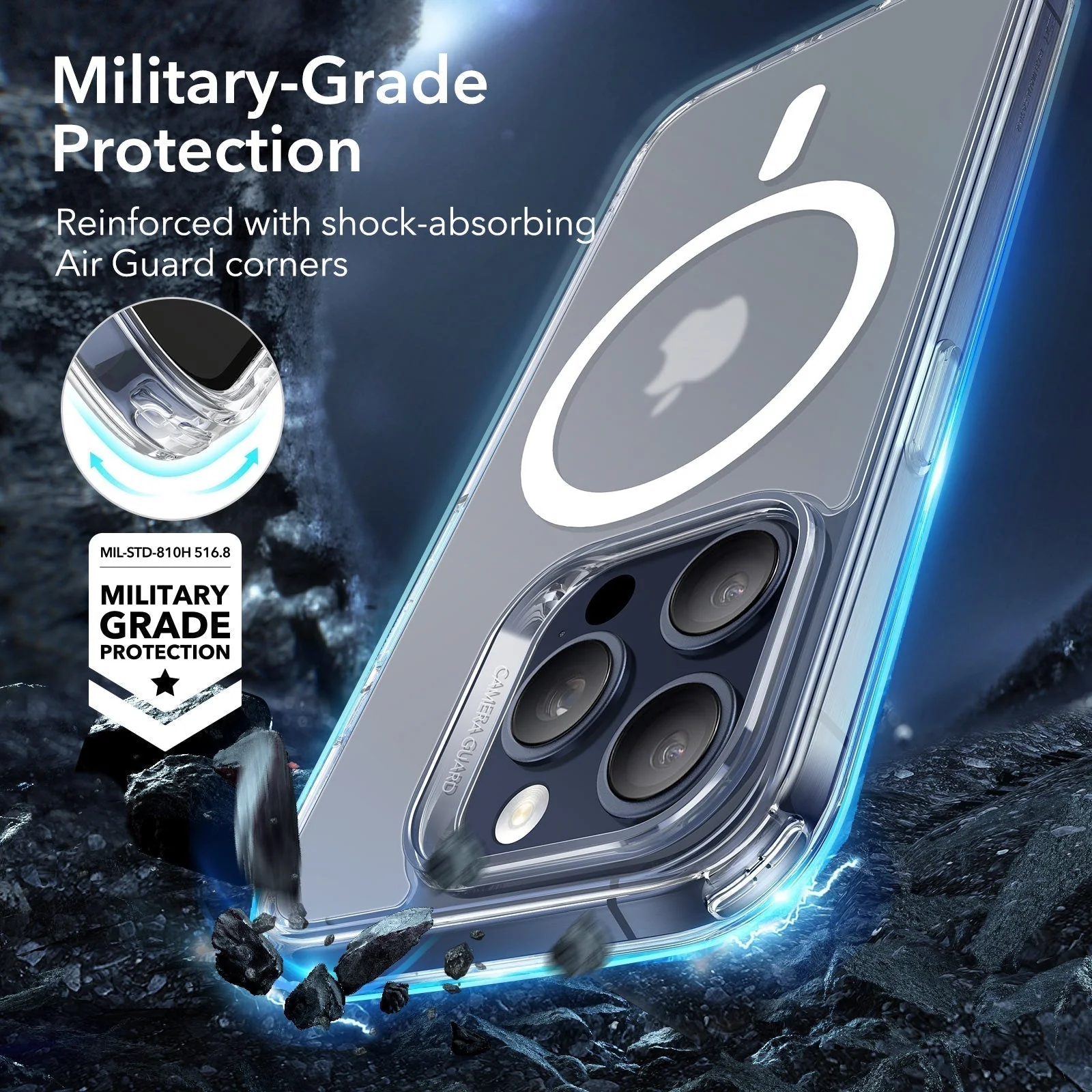 iPhone 15 Pro Classic Hybrid Case (HaloLock) - Clear - Image 8