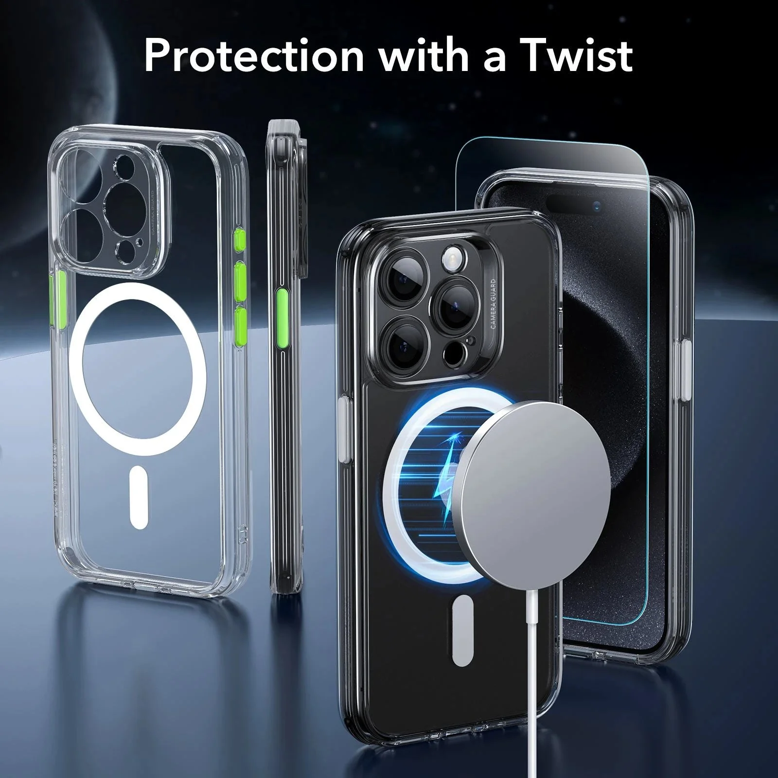 iPhone 15 Pro Classic Pro Case (HaloLock) Set - Clear - Image 2