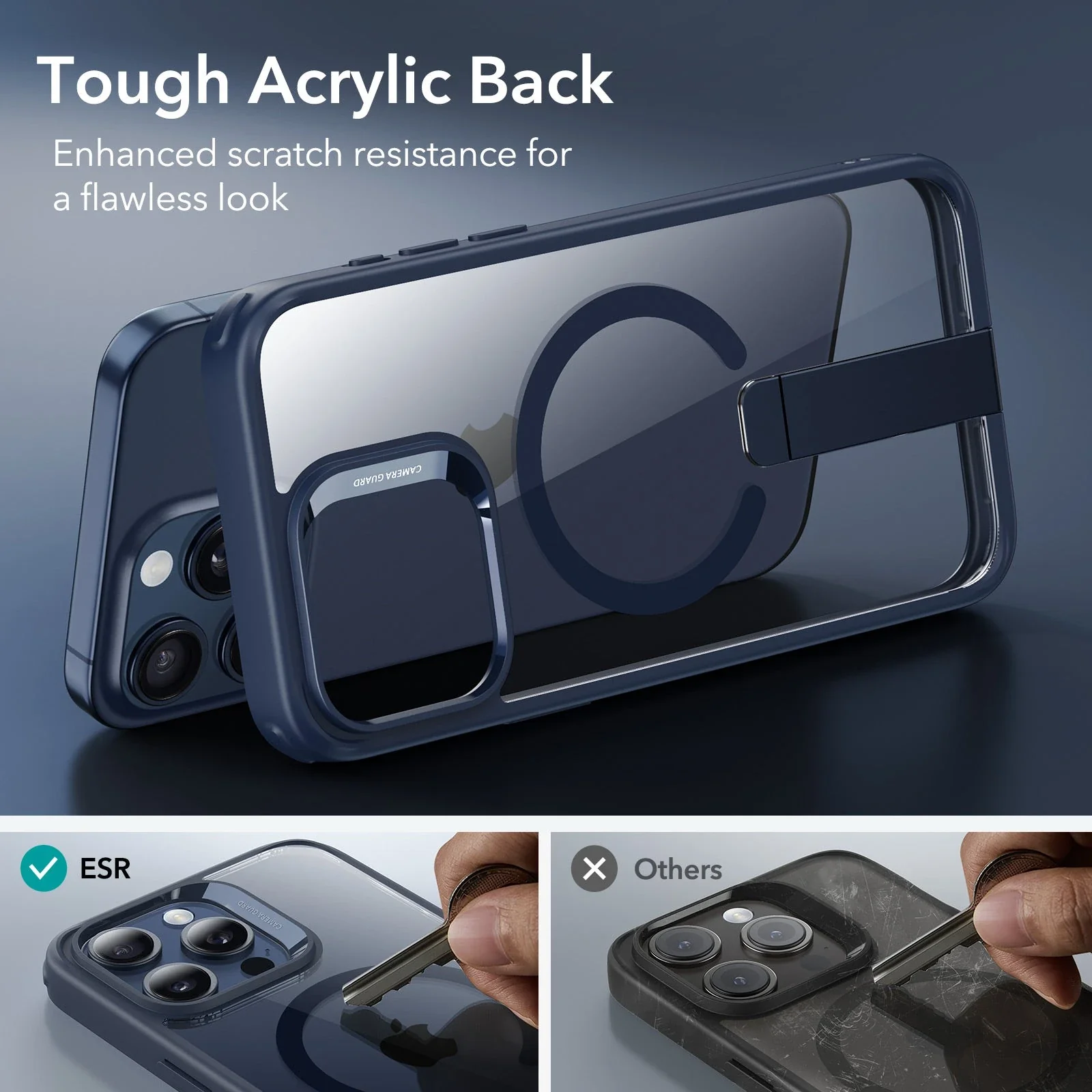 iPhone 15 Pro Max Boost Flickstand Case (HaloLock) - Clear Dark Blue - Image 7