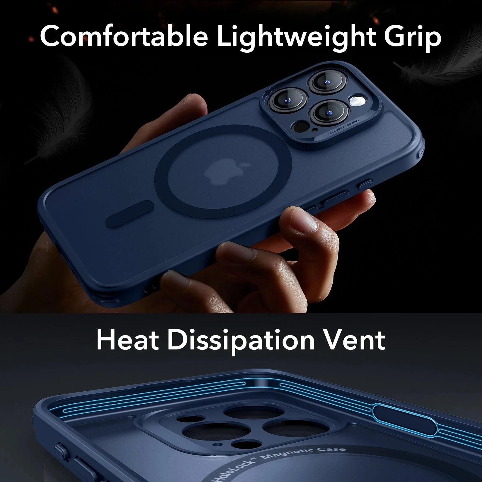 iPhone 15 Pro Max Classic Pro Case (HaloLock) Set - Frosted Dark Blue - Image 6