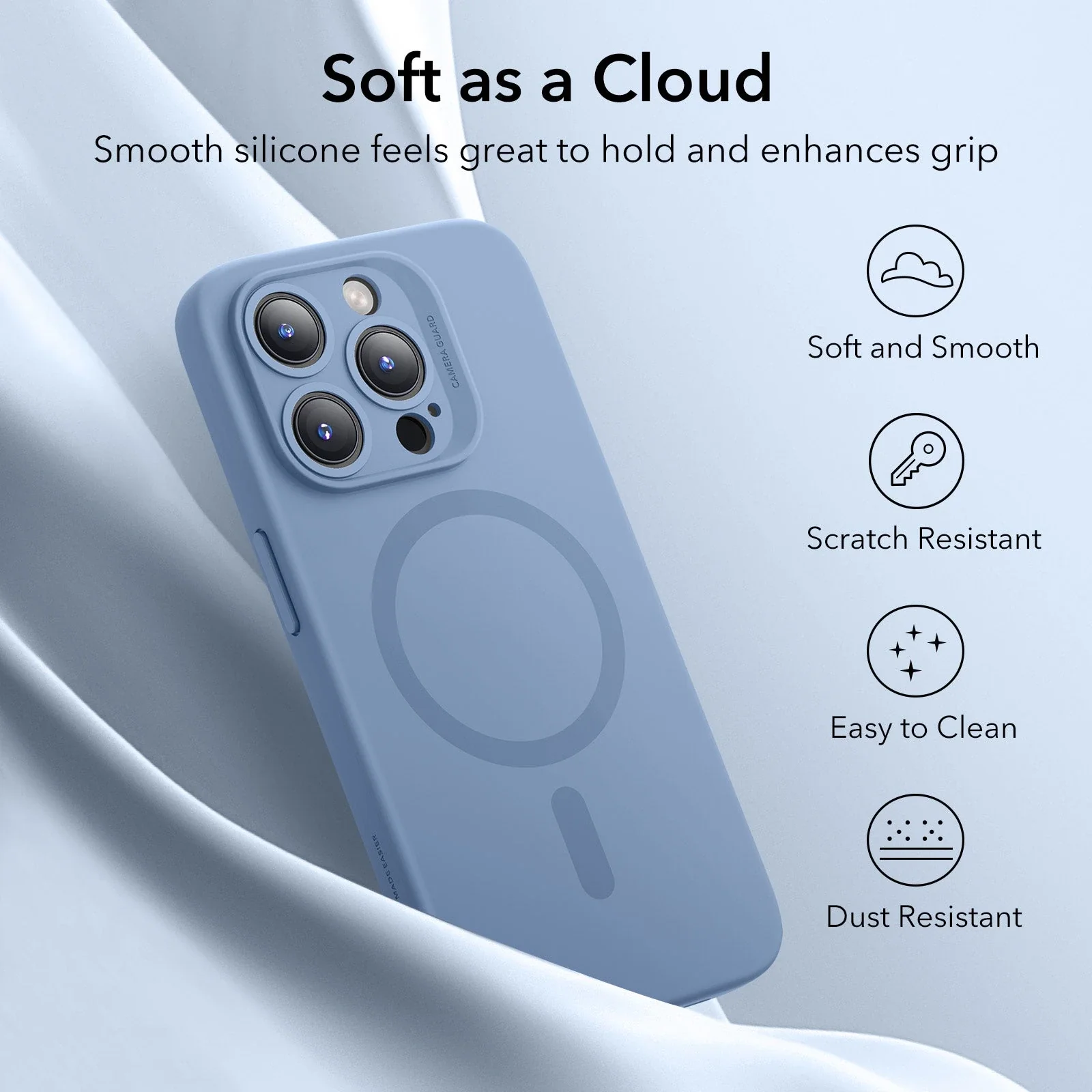 iPhone 15 Pro Max Cloud Soft Case (HaloLock) - Light Blue - Image 6