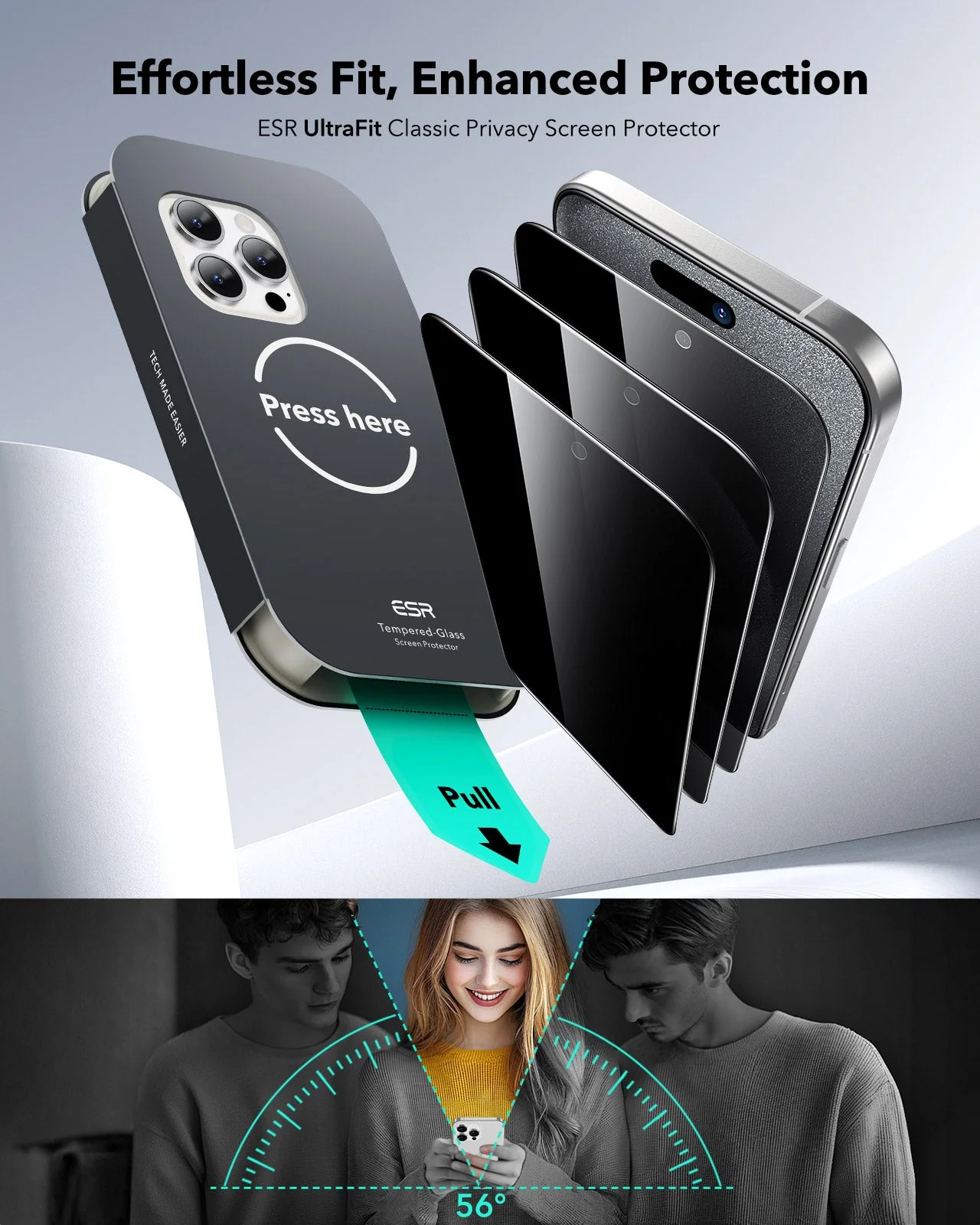 iPhone 15 Pro Max UltraFit Classic Privacy Screen Protector - 3 Pack - Image 2