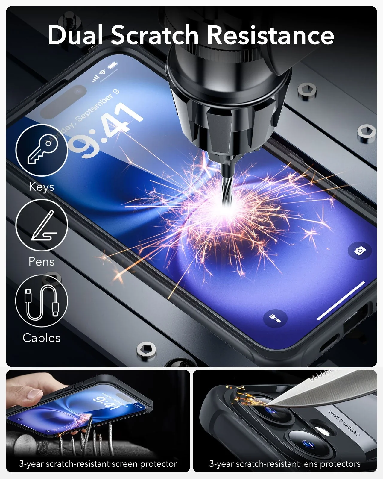 iPhone 16 Armor Tough Case (HaloLock) - Clear Black - Image 7