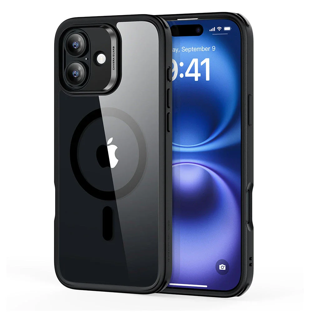 iPhone 16 Classic Hybrid Case (HaloLock) - Clear Black