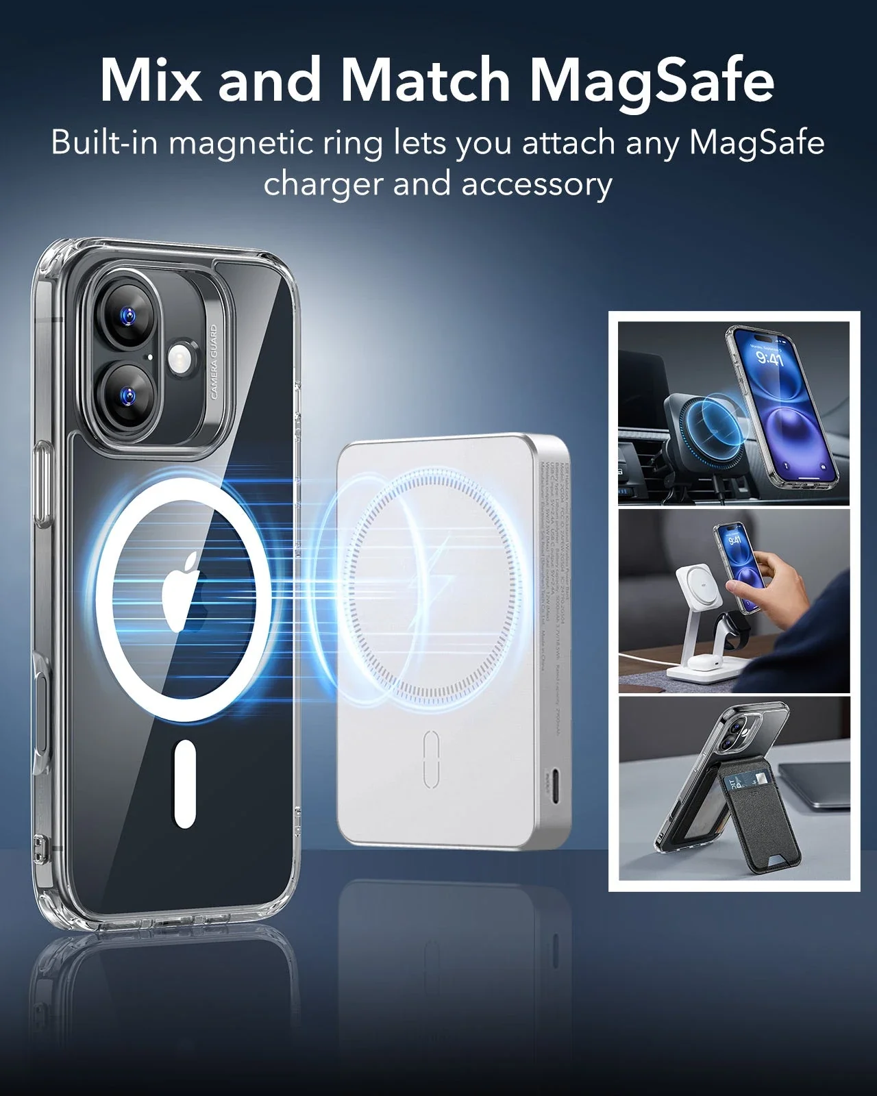 iPhone 16 Classic Hybrid Case (HaloLock) - Clear Black - Image 5