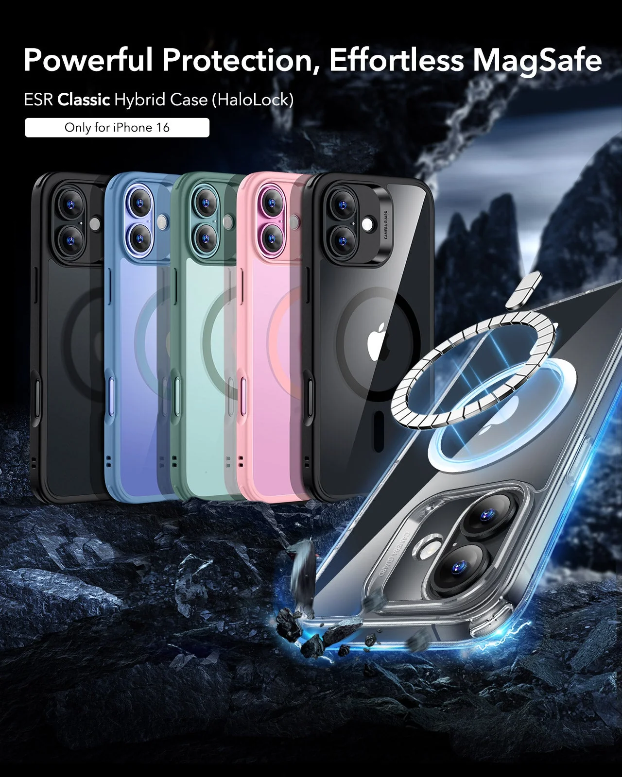iPhone 16 Classic Hybrid Case (HaloLock) - Clear Blue - Image 2