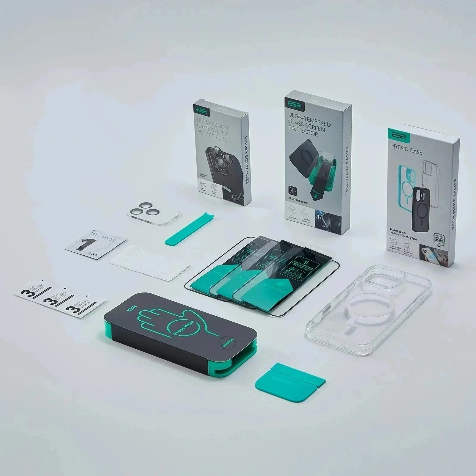 iPhone 16 Classic Hybrid Magnetic Case (Camera Control) & Screen Protection Bundle - Clear Green - Image 2
