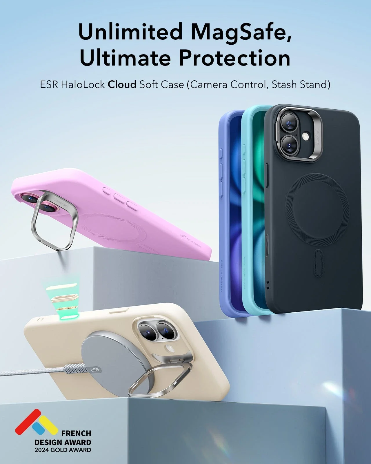 iPhone 16 Cloud Soft Magnetic Case (Camera Control, Stash Stand) - Black - Image 2