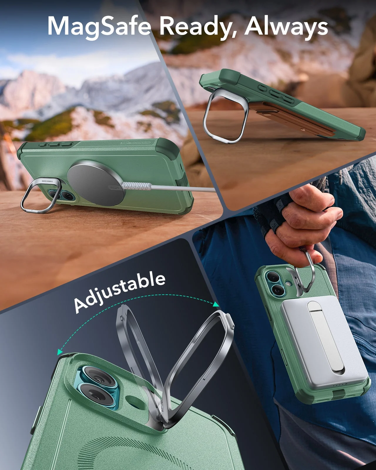 iPhone 16 Cyber Tough Magnetic Case (Camera Control, Stash Stand) - Light Green - Image 6