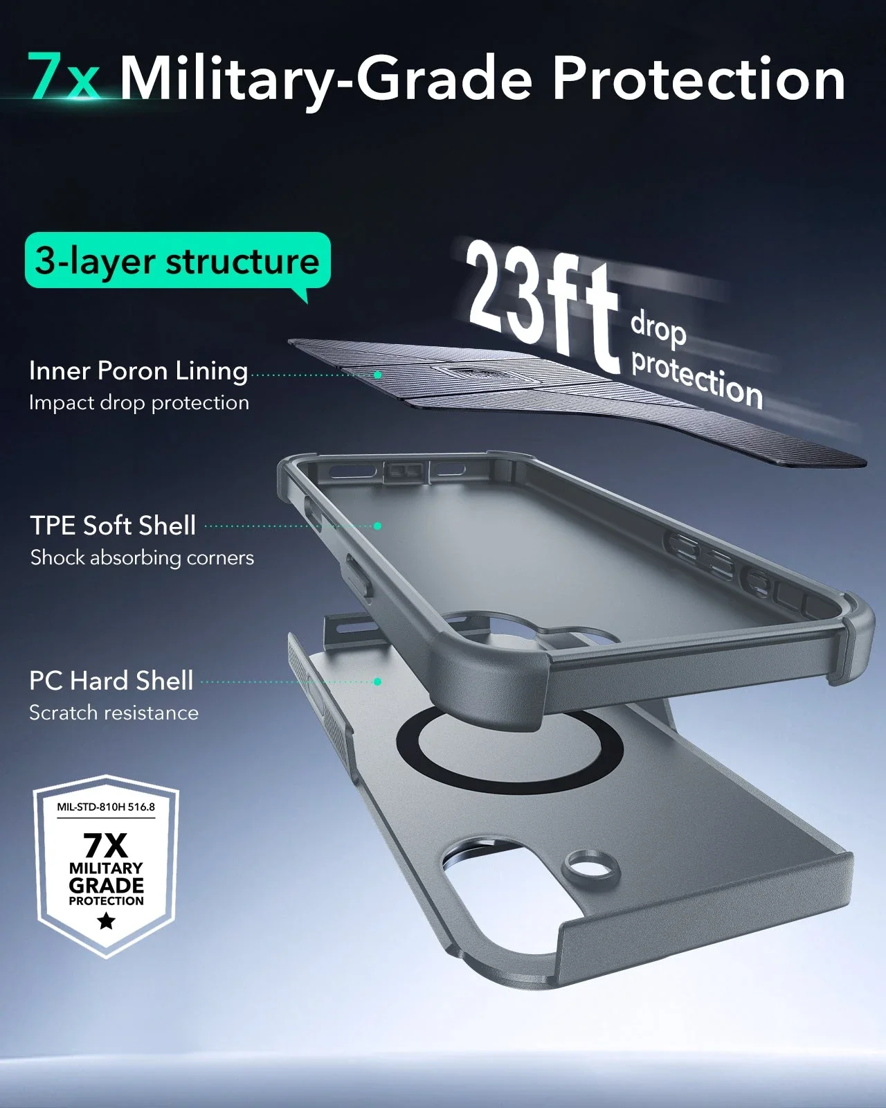 iPhone 16 Cyber Tough Magnetic Case (Camera Control, Stash Stand) - Light Grey - Image 5