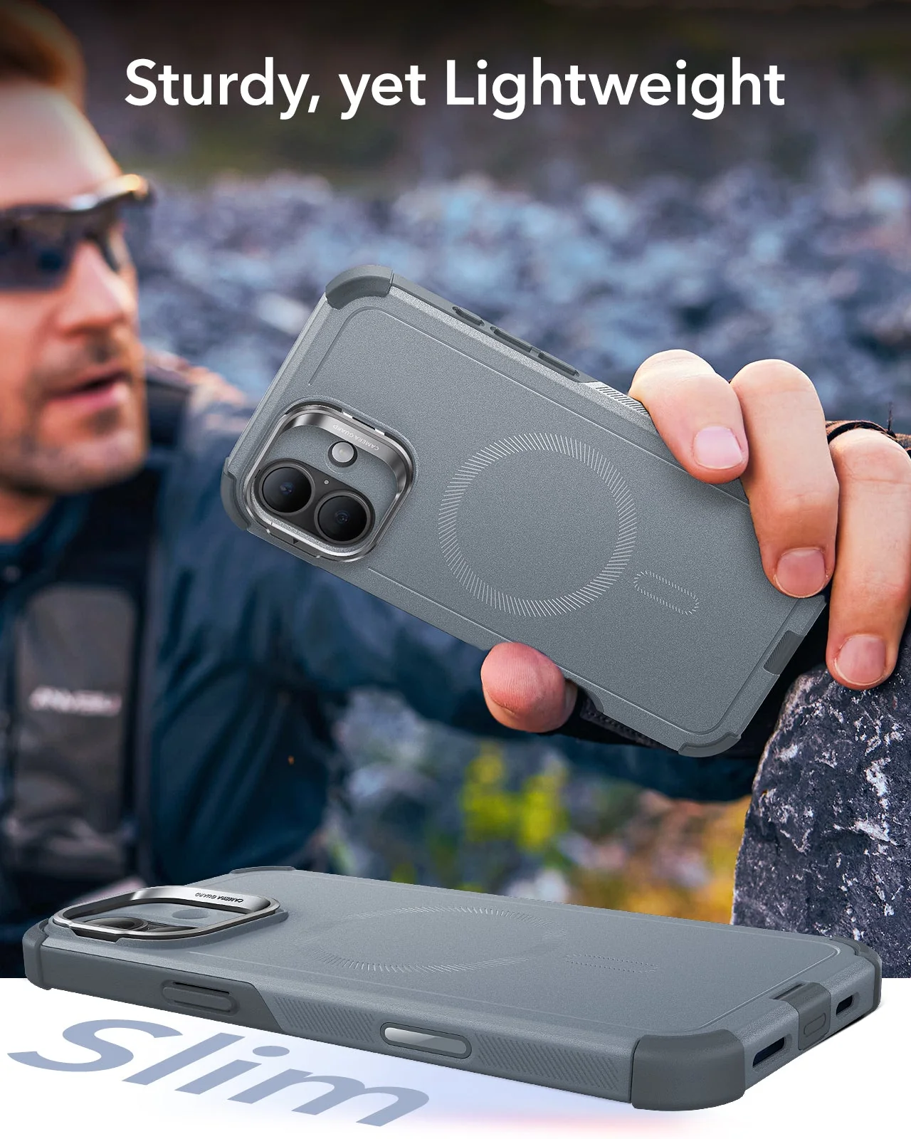 iPhone 16 Cyber Tough Magnetic Case (Camera Control, Stash Stand) - Light Grey - Image 8