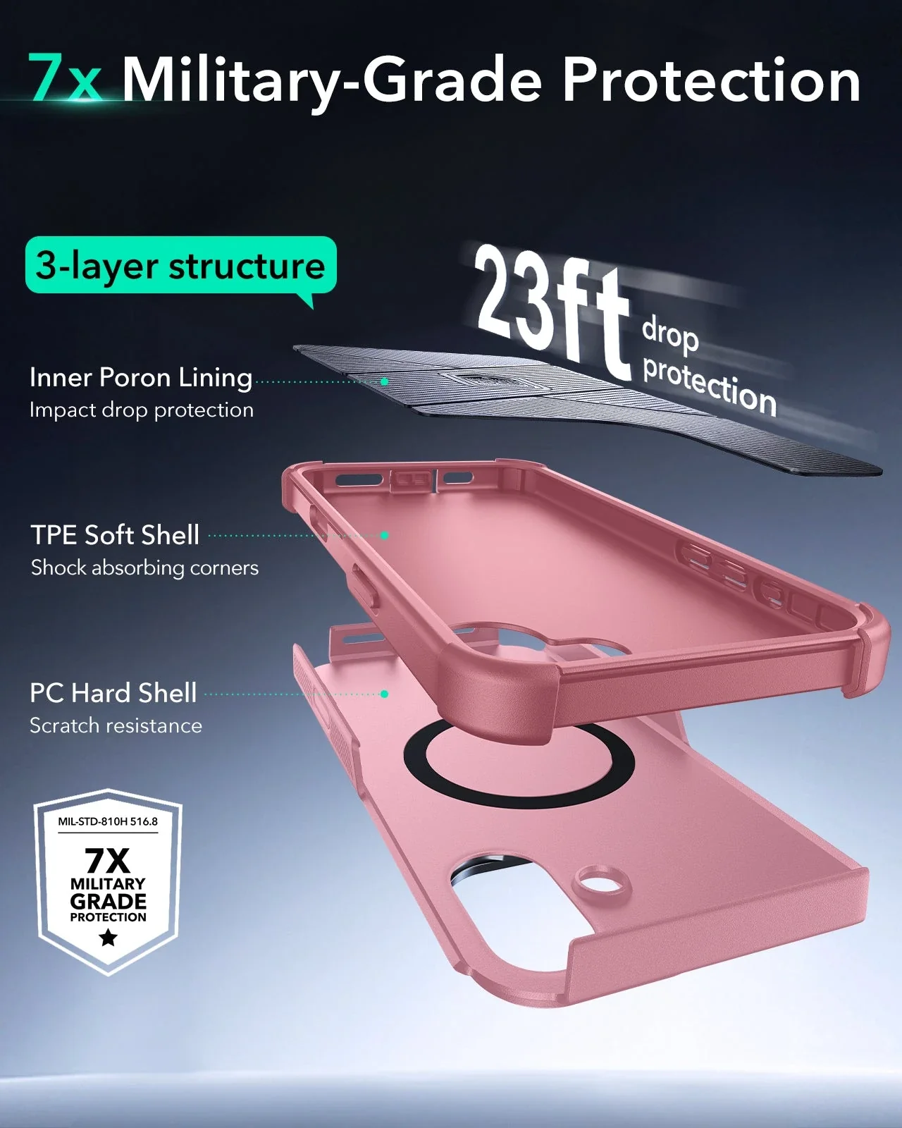 iPhone 16 Cyber Tough Magnetic Case (Camera Control, Stash Stand) - Pink - Image 4