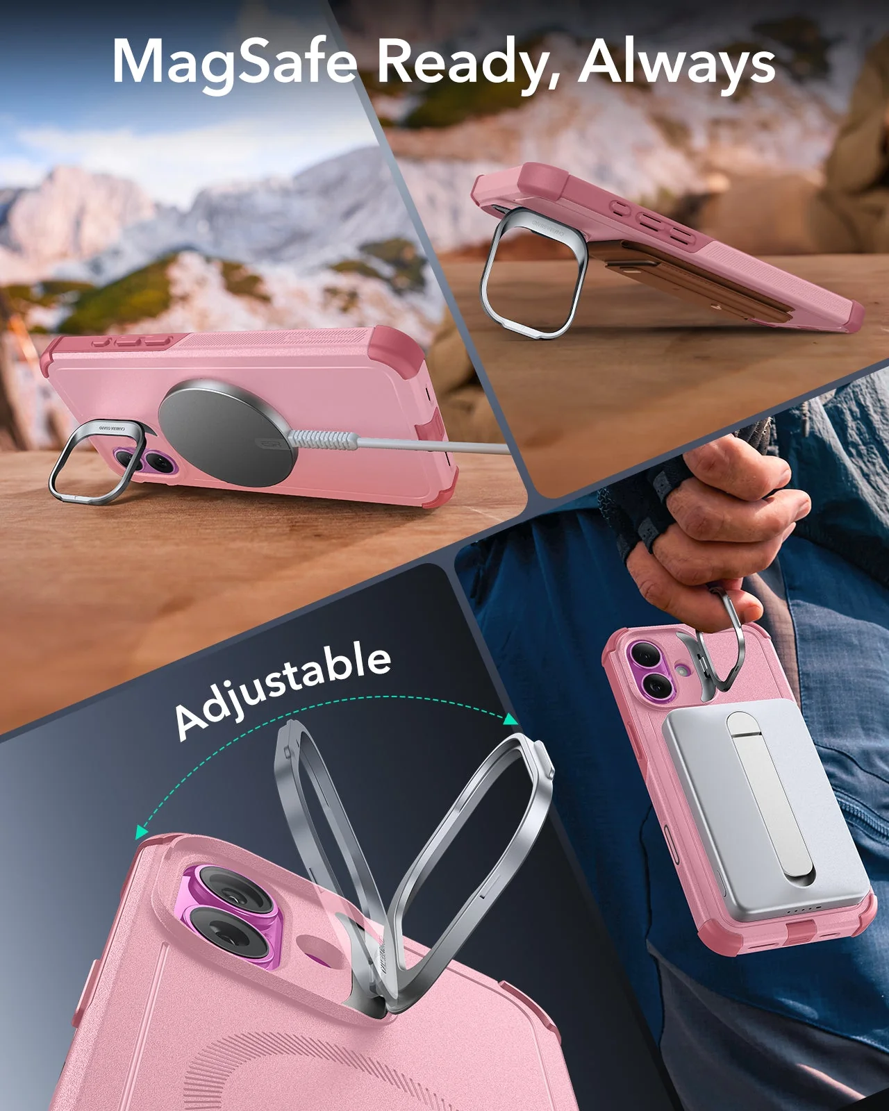 iPhone 16 Cyber Tough Magnetic Case (Camera Control, Stash Stand) - Pink - Image 7