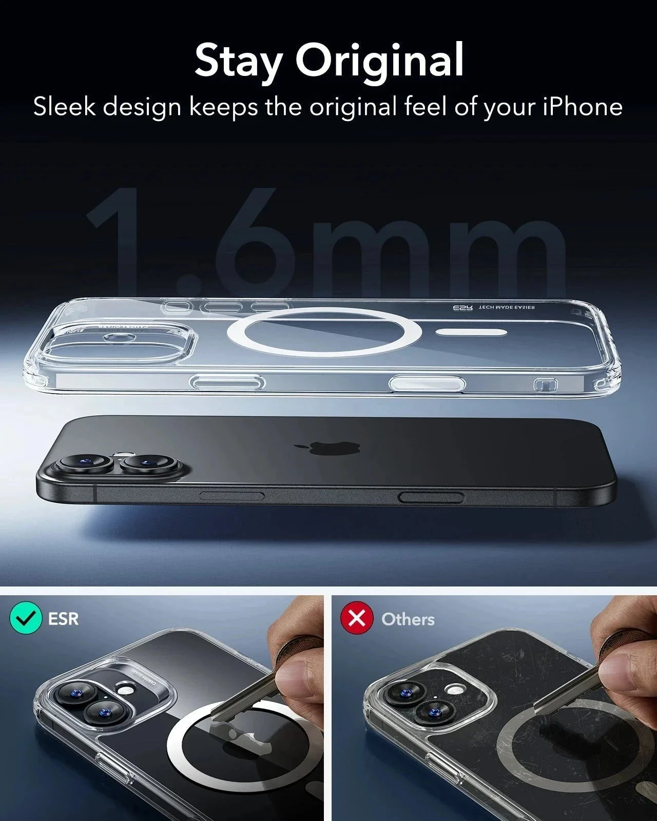 iPhone 16 HaloLock Classic Hybrid Case (Camera Control) - Clear Black - Image 9