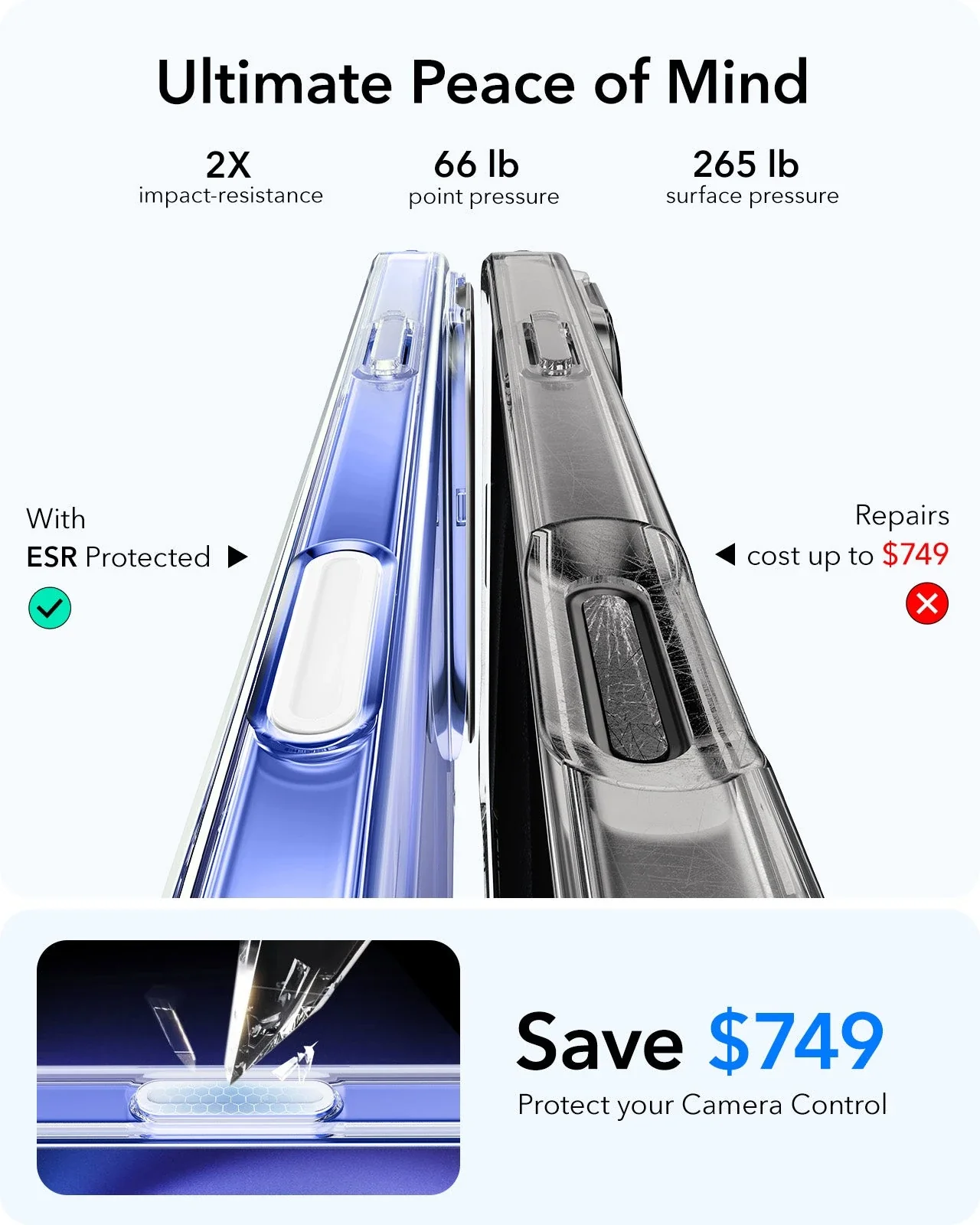 iPhone 16 Classic Hybrid Magnetic Case (Camera Control, Stash Stand) - Clear Blue - Image 5