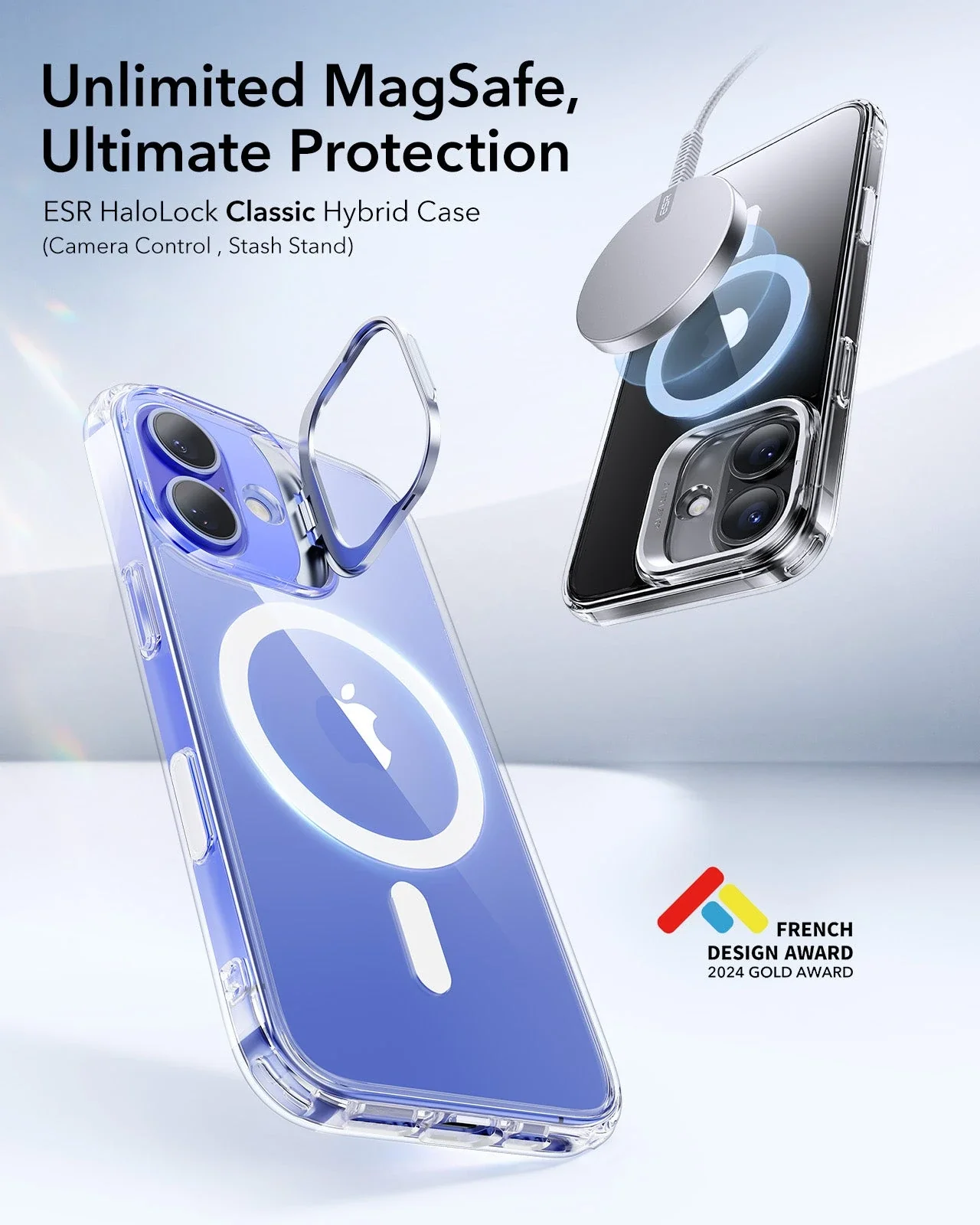 iPhone 16 Classic Hybrid Magnetic Case (Camera Control, Stash Stand) - Clear Green - Image 2