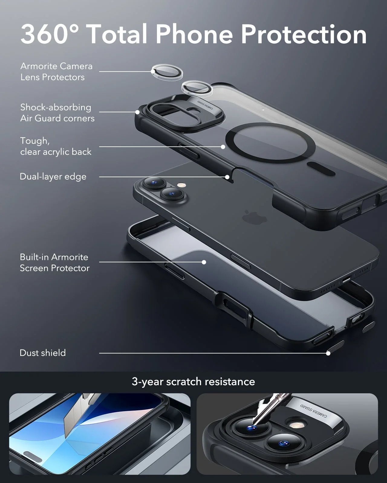 iPhone 16 Plus Armor Tough Case (HaloLock) - Clear - Image 3