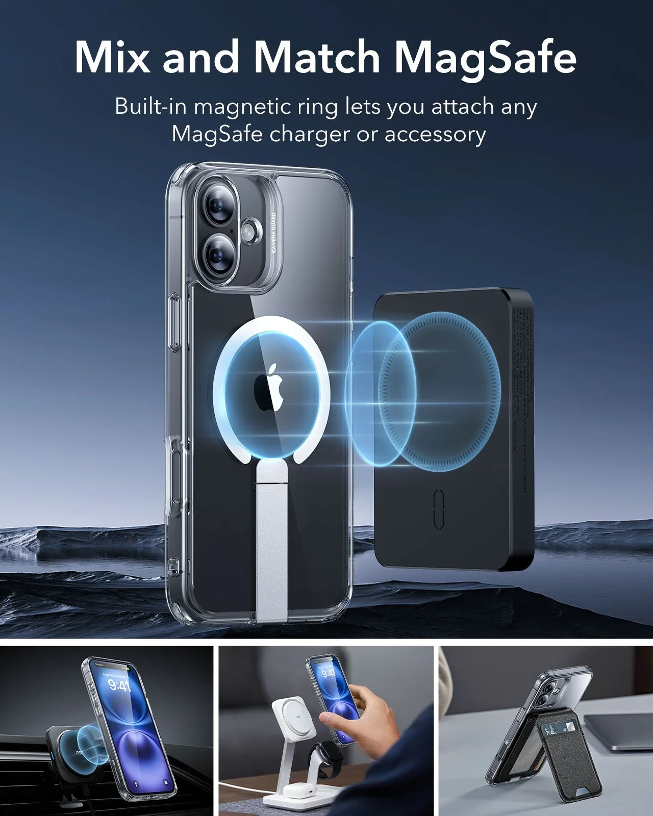iPhone 16 Plus Boost Flickstand Case (HaloLock) - Clear Blue - Image 5