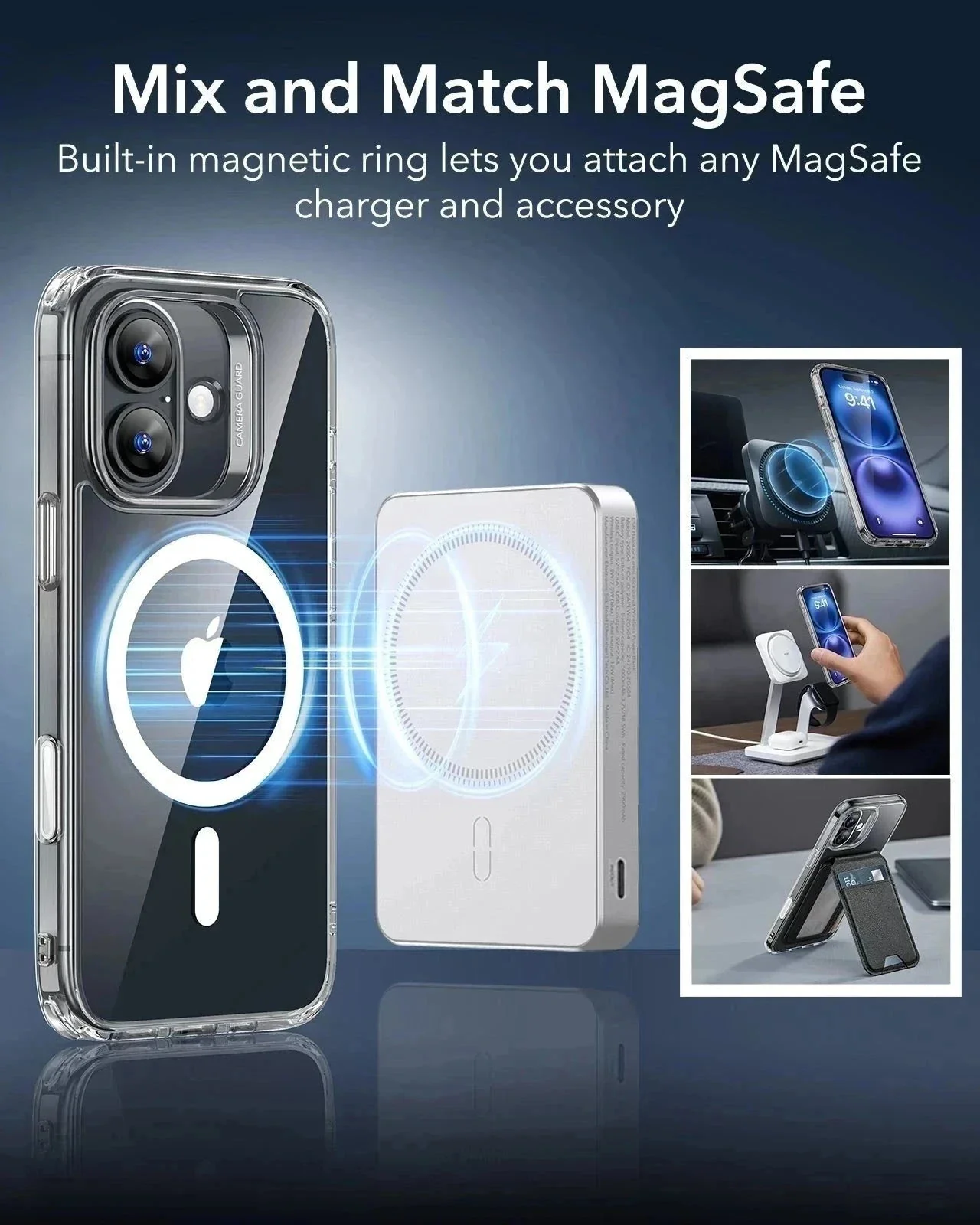 iPhone 16 Plus Classic Hybrid Magnetic Case (Camera Control) & Privacy Screen Protector Bundle - Clear - Image 8