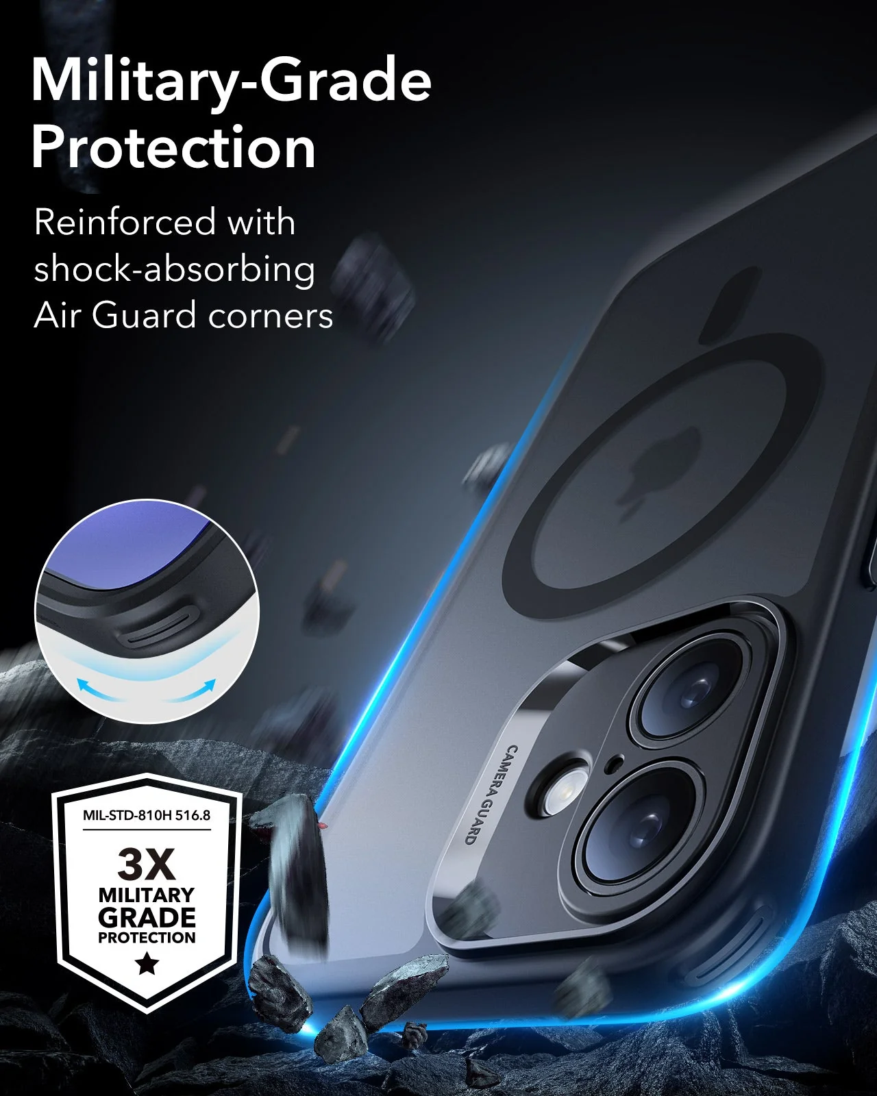 iPhone 16 Plus Classic Pro Case (HaloLock) Set - Frosted Black - Image 4